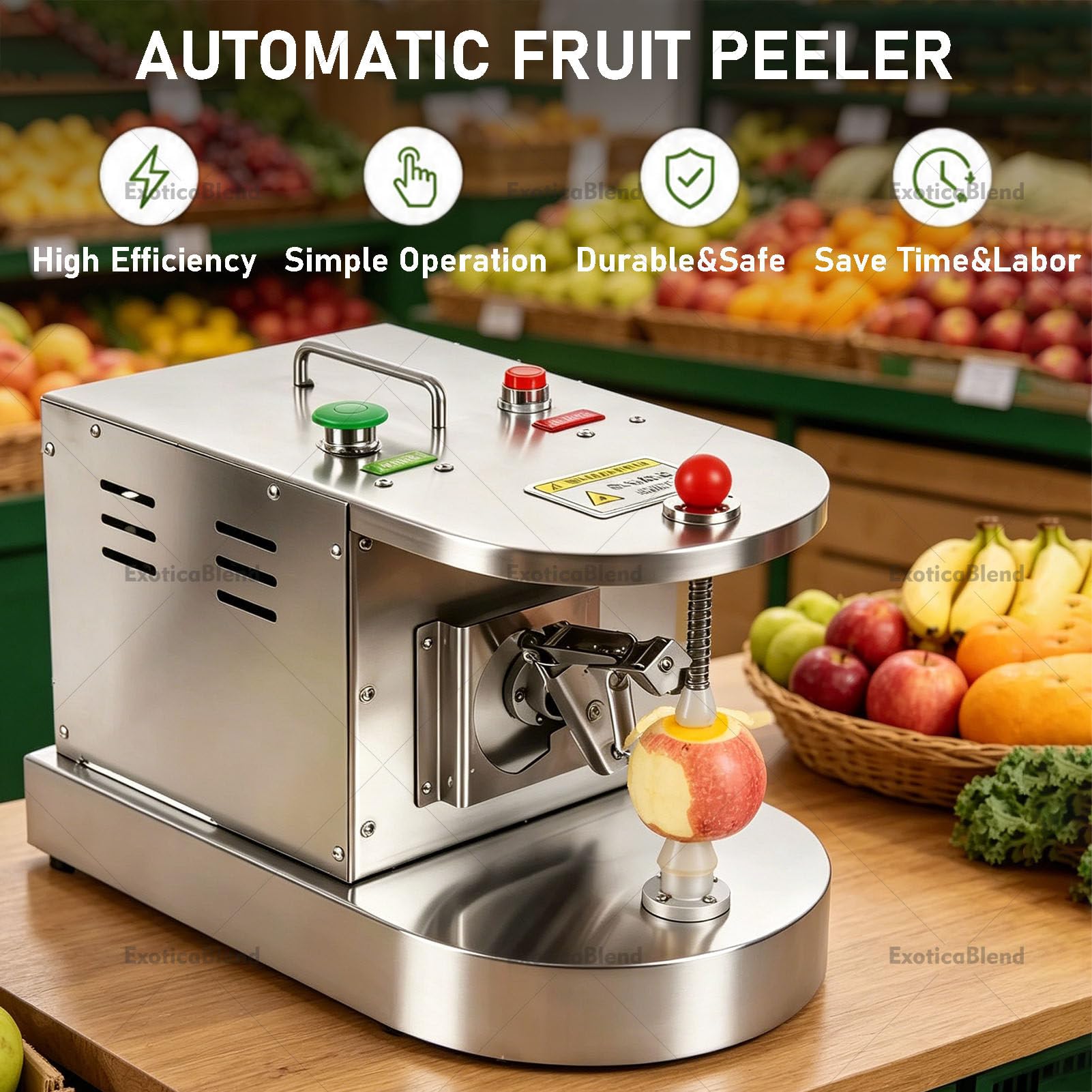 Sbucciatore automatico per frutta, pelapatate elettrico per limone, arancia e piccole verdure, dispositivo di sbucciatura efficiente per uso domestico e commerciale