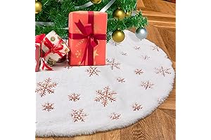 Small Rose Gold Christmas Tree Skirt with White Faux Fur