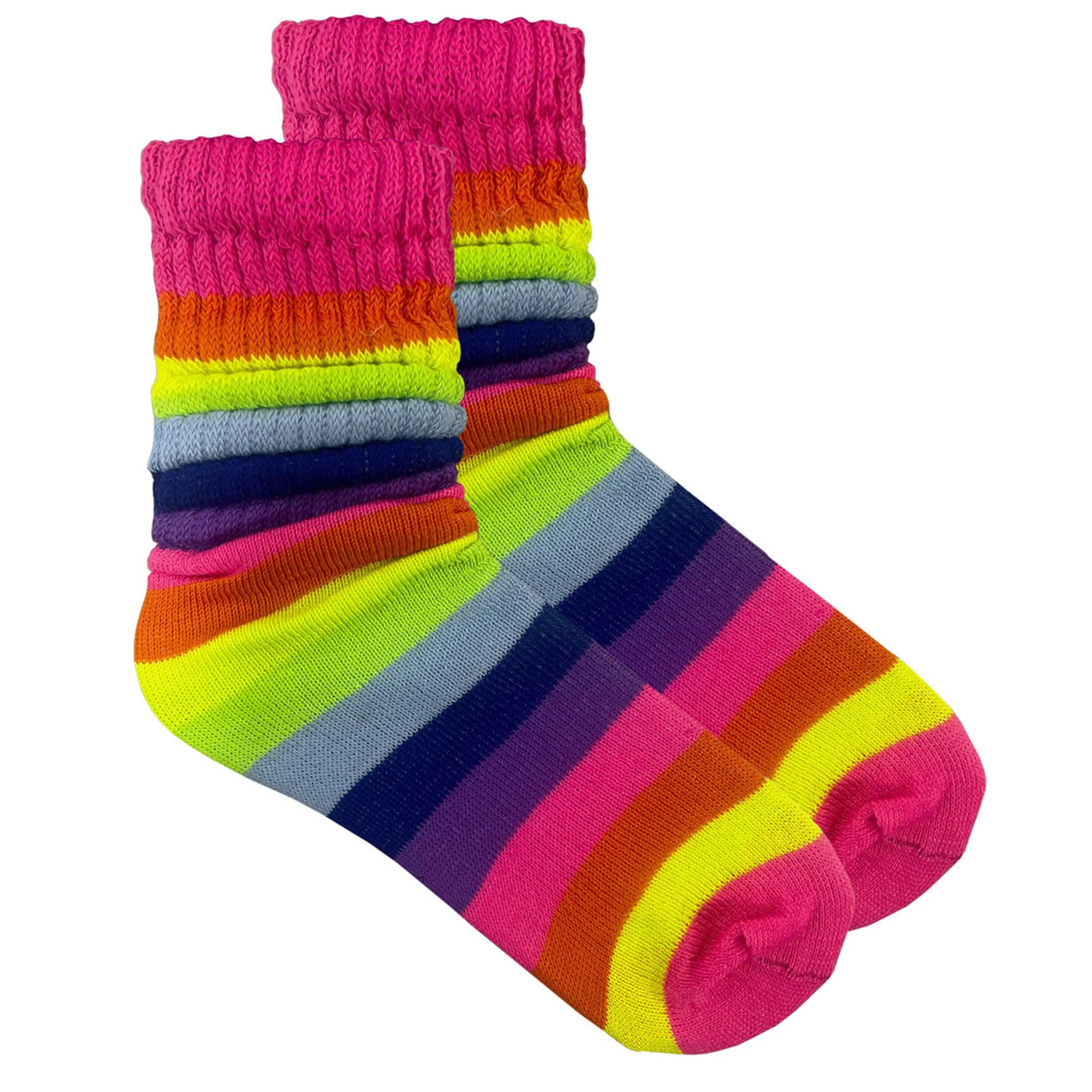 COUVER Women Cotton Scrunched Slouch Socks | 90% cotton 5% polyester 5% elastic, scrunched slouch socks, adjustable crew to knee high, retro dance, size 6 to 11
