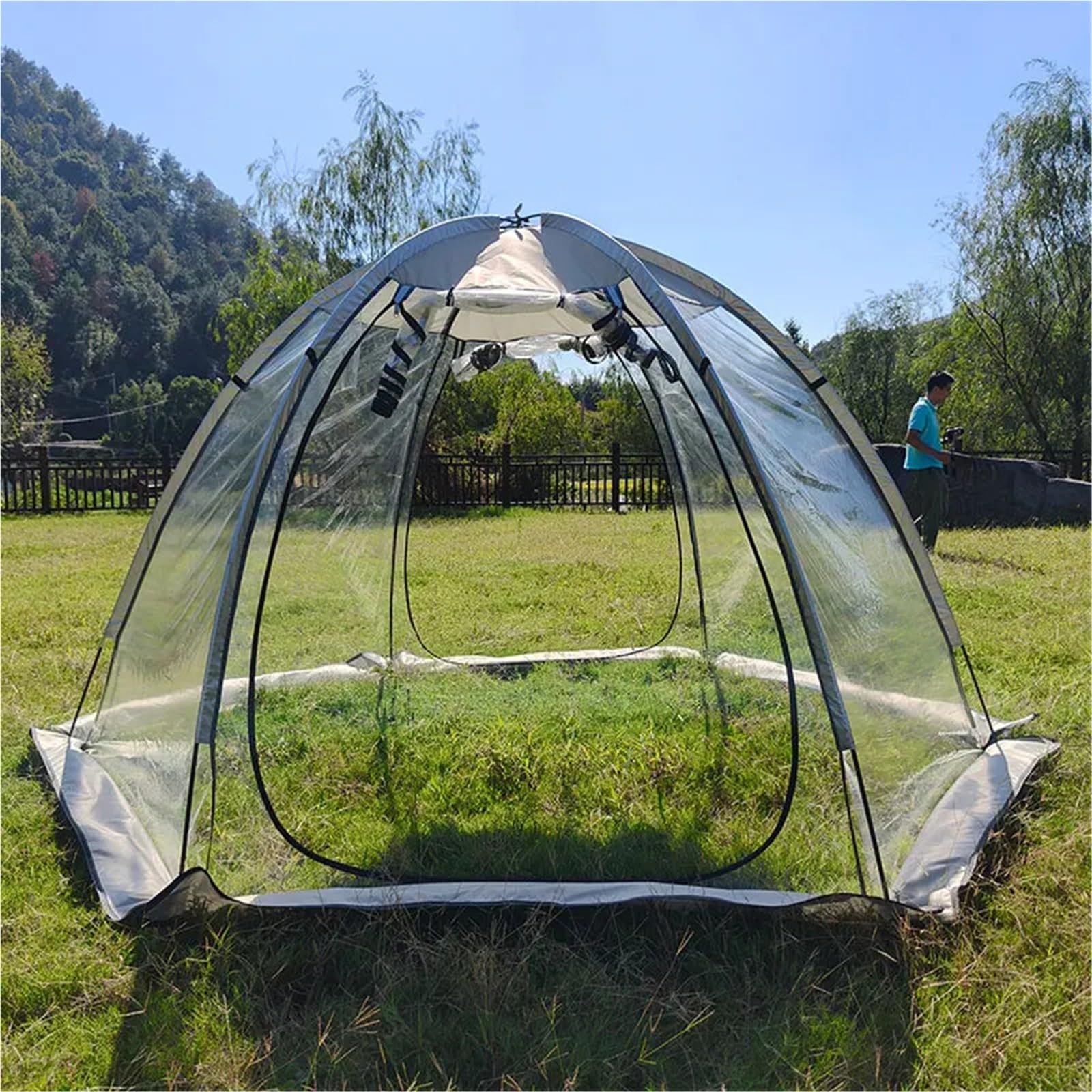 Tente De Peche Tente à Bulles Transparente for 4 à 6 Personnes, for la pêche sur Glace, Coupe, Hiver, Double Porte, for l'extérieur, for Bronzer dans Le Jardin