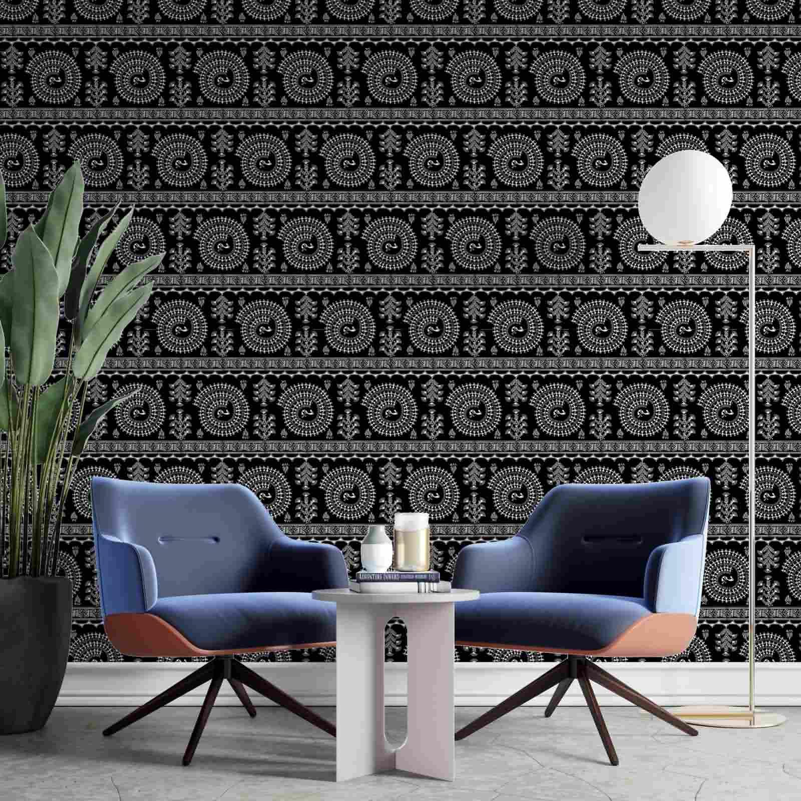 Przedpokój folia winylowa ombre salon czarny biały sztuka mural łazienki | Wodoodporny i olejoodporny winyl PCW. Nadaje się do przedszkola, domowego biura i jadalni. Rozmiar: 45 x 1200.