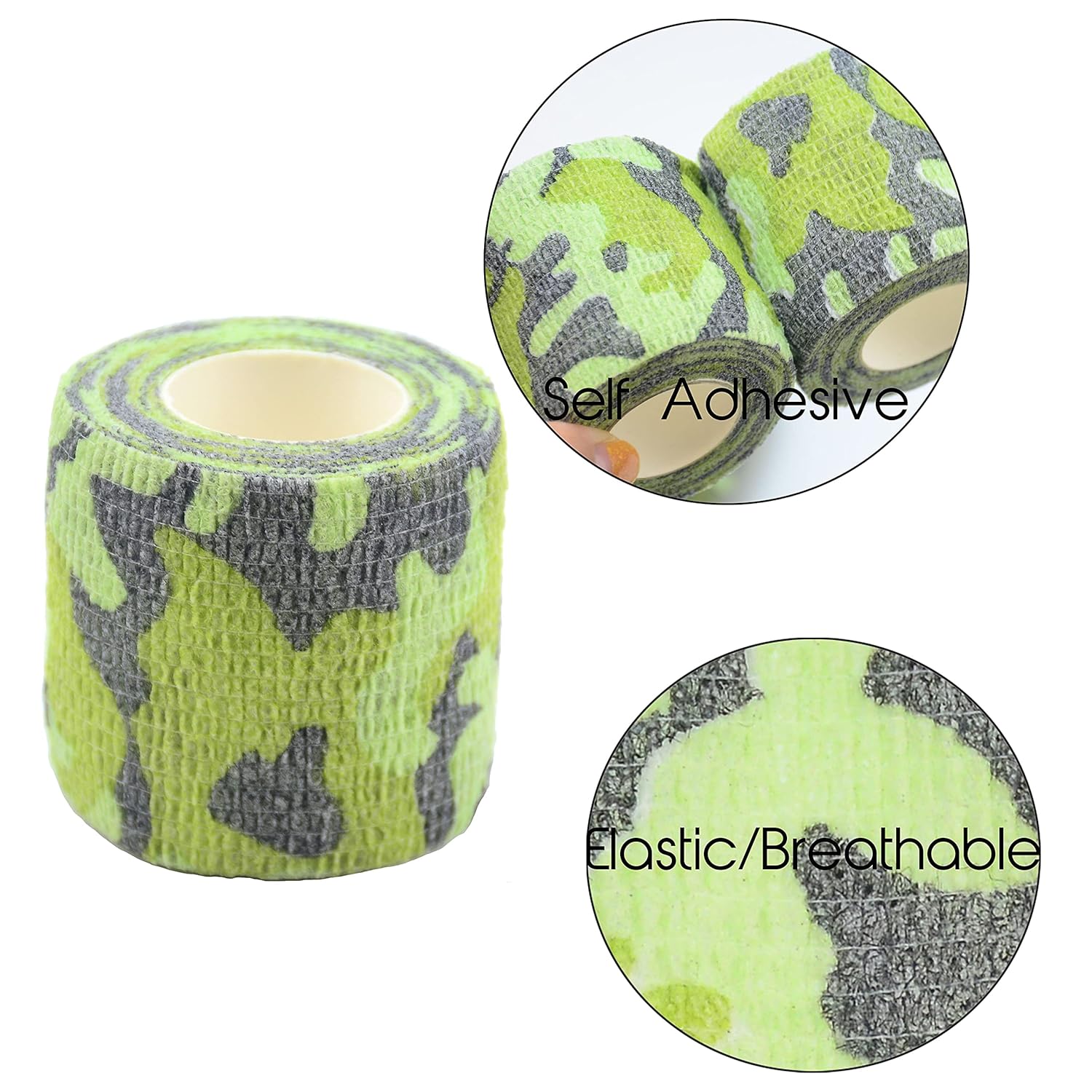 Aokbean 24 Rolls Cohesive Grip Tape Cover Wrap 2" X 5 Yards Disposable Elastic Self Adhesive Bandage Cover Up Tape Waterproof for Machine Cord Wrap Athletic Tape(Black) : Beauty & Personal Care