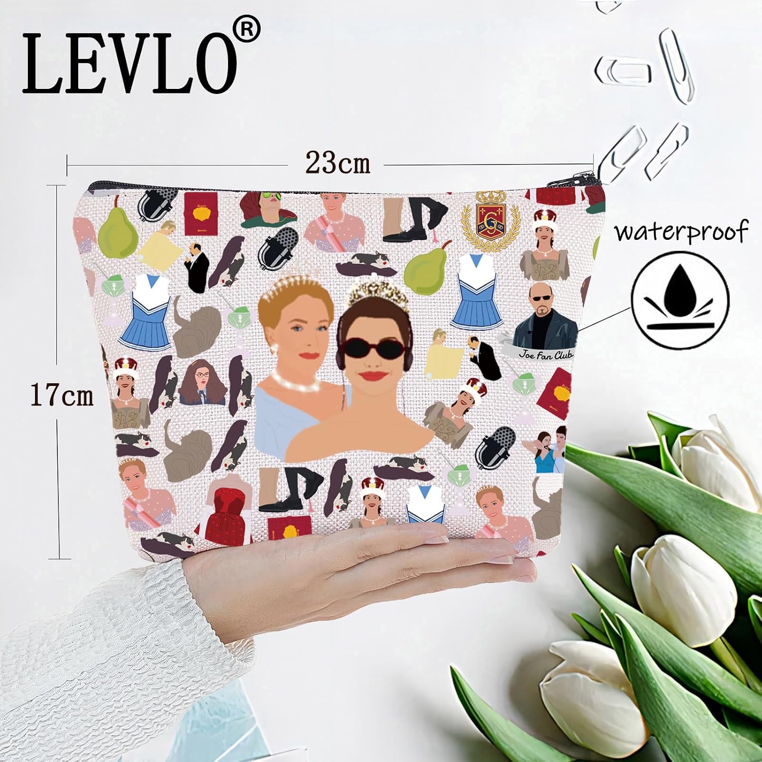 LEVLO Mia Thermopolis Cosmetic Makeup Bag Queen Clarisse Renaldi Fans Gift Princess Movie Toiletry Bag Mia Thermopolis Merchandise (Princess Bag) image 2