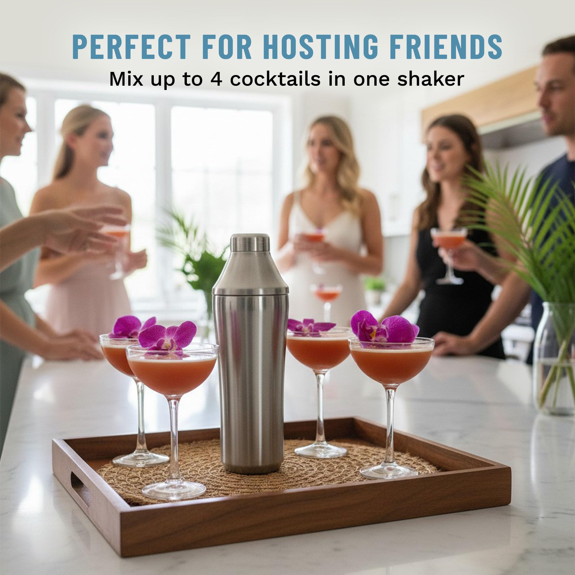Elevated Craft Hybrid-Cocktailshaker, hochwertig, vakuumisoliert, aus Edelstahl, innovatives Messsystem, verbessern Sie Ihre Hausbar, 828 ml Gesamtvolumen