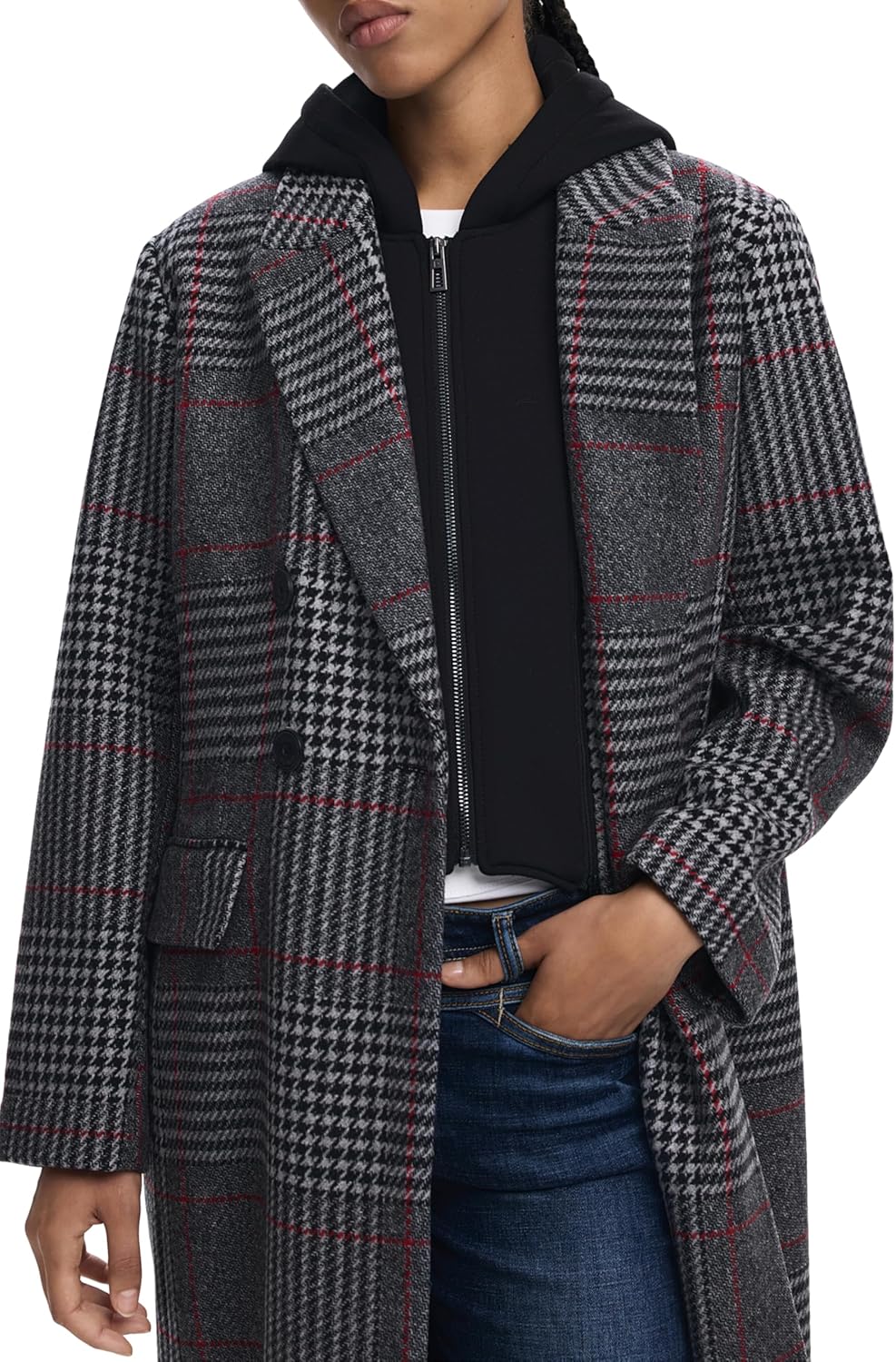 Desigual Women's Coat_capucha_check