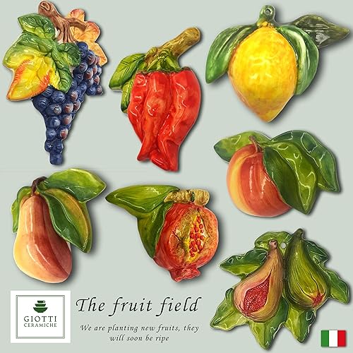Miniatura 8 de Italian Ceramic Fruits decoration for Kitchen - Hand Painted Grapes Cherries Lemon wall decor - Make your decorations with Artificial Fruits -