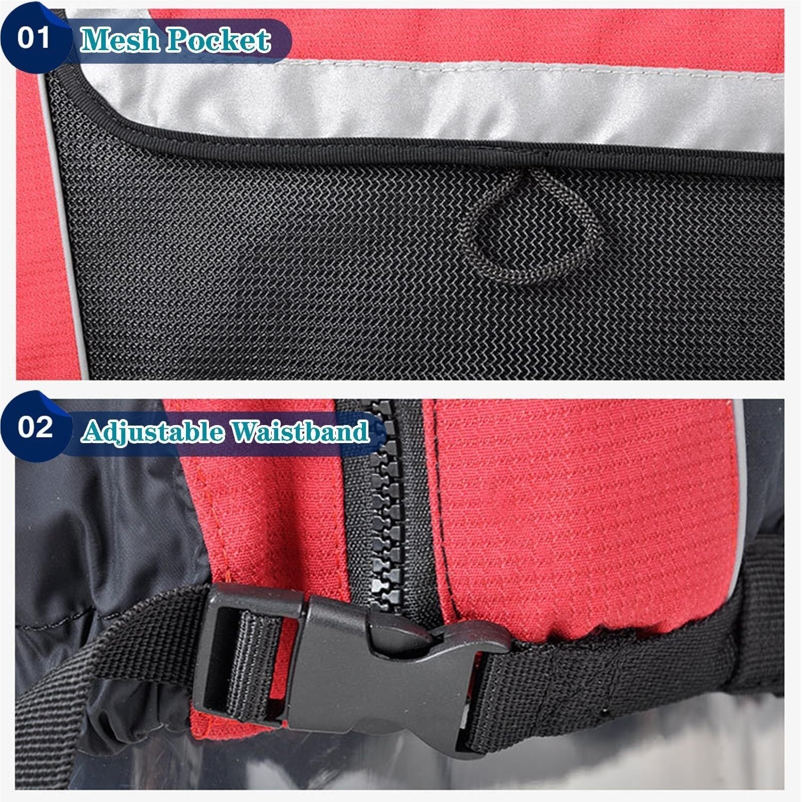 Angelweste mit Seitlichem Reißverschluss und Netztasche, Schwimmende Schwimmweste mit Elastischer Taille, Sicherheitsjacke for Wassersport(Yellow,L)