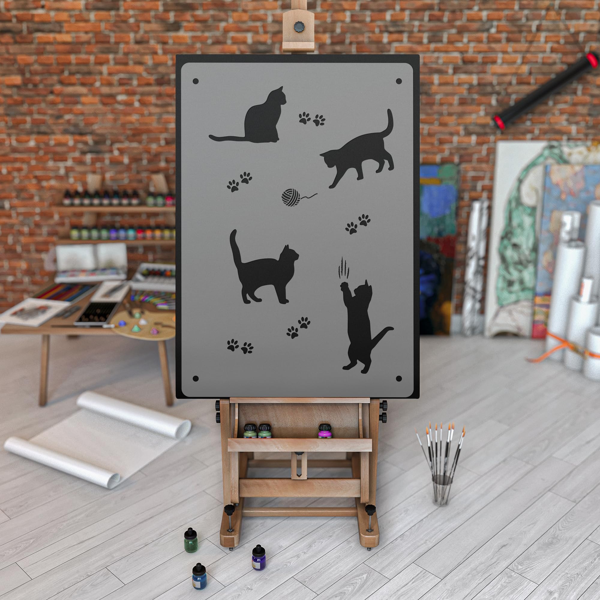 MAYJOYDIY 2 Stück süße Katze Malerei Schablonen 29.7×21cm Katze Pfoten MAYJOYDIY 2 Stück süße Katze Malerei Schablonen 29.7×21cm Katze Pfoten