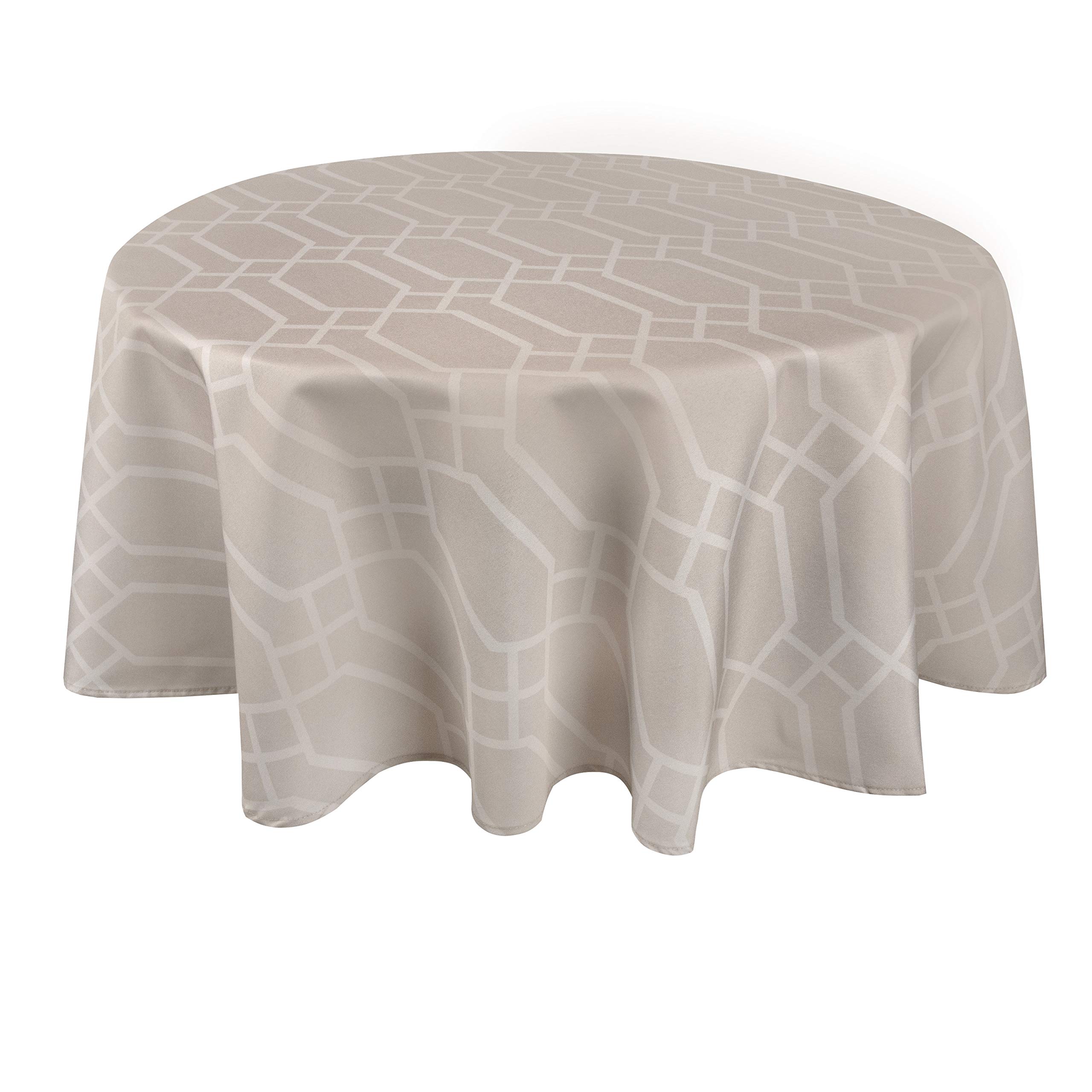 Valia Home® Tablecloth with Teflon coating for indoor & outdoor use in 3 designs, Beige, round 140 cm