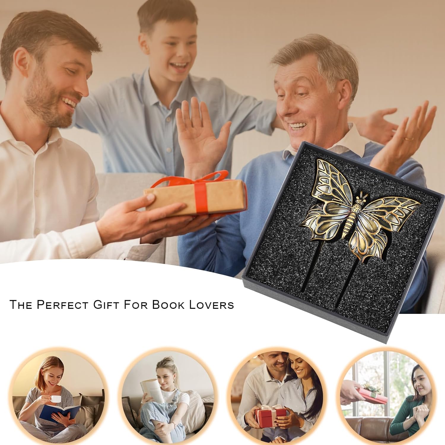 ビンテージページクリップノートブックホルダー。書いている間に日記を所定の位置に保持できます。家族、友人、本好きへのギフトバタフライデ