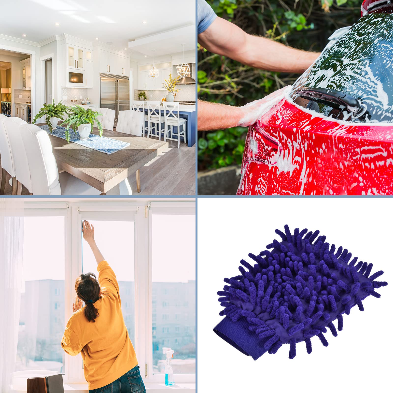 M METERXITY Microfiber Wash Mitt, Chenille Reusable Gloves for Cleaning Scratch-Free - Image 2