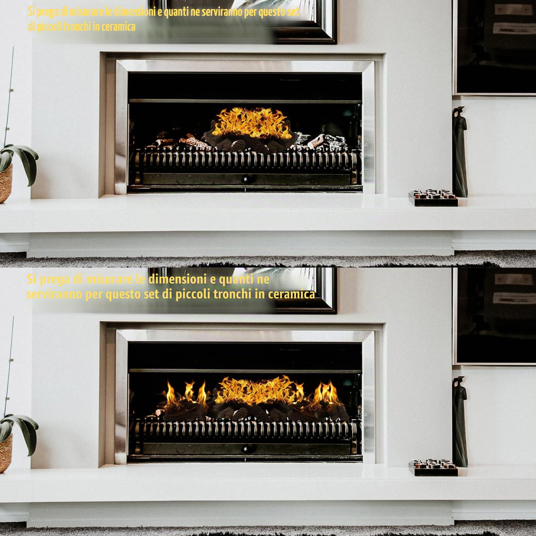 Legno ceramico per caminetti a bioetanolo, ceppi a gas, 10 pezzi per focolari, set di tronchi decorativi in ceramica per interni ed esterni, inserti a gas, ventilati, senza sfiato…