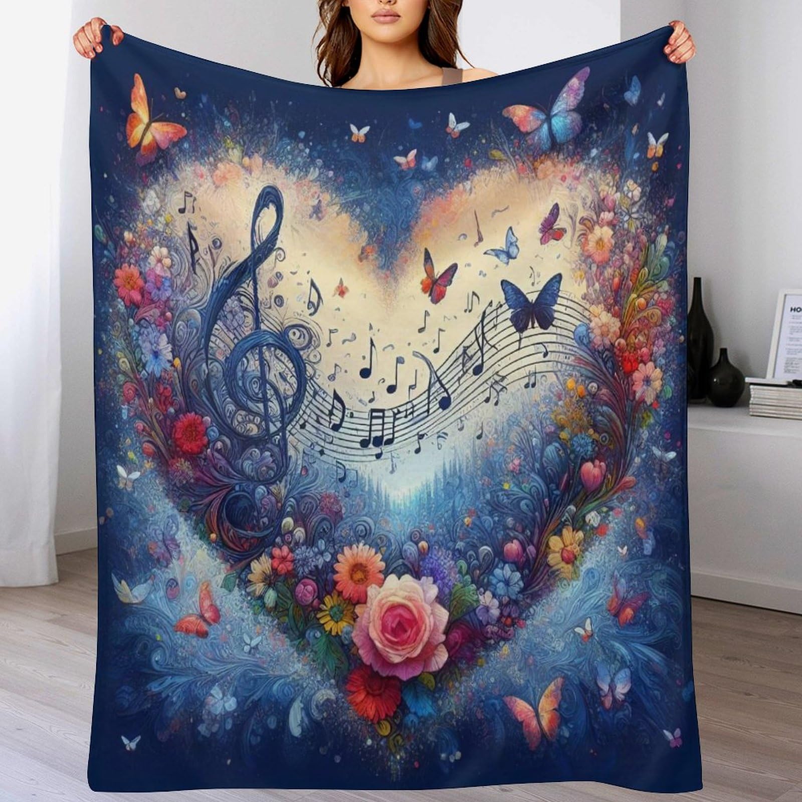 Couverture de canapé musique : plaid polaire douceur flannel pour vos soirées cocooning 100x130