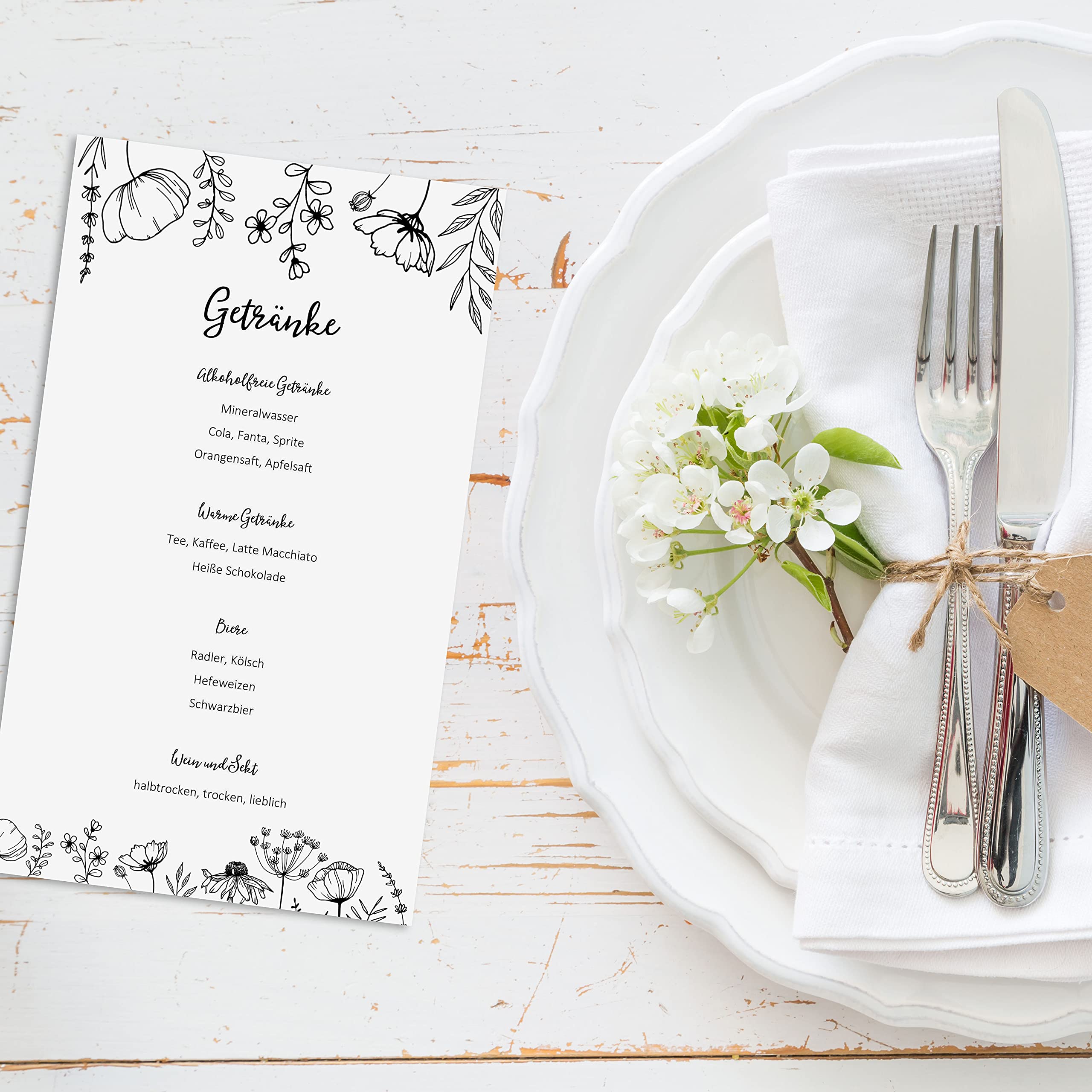 10 Menükarten Für Hochzeit – 12 X 21 Cm, 250 G/ Produktbild-Vorschau 2