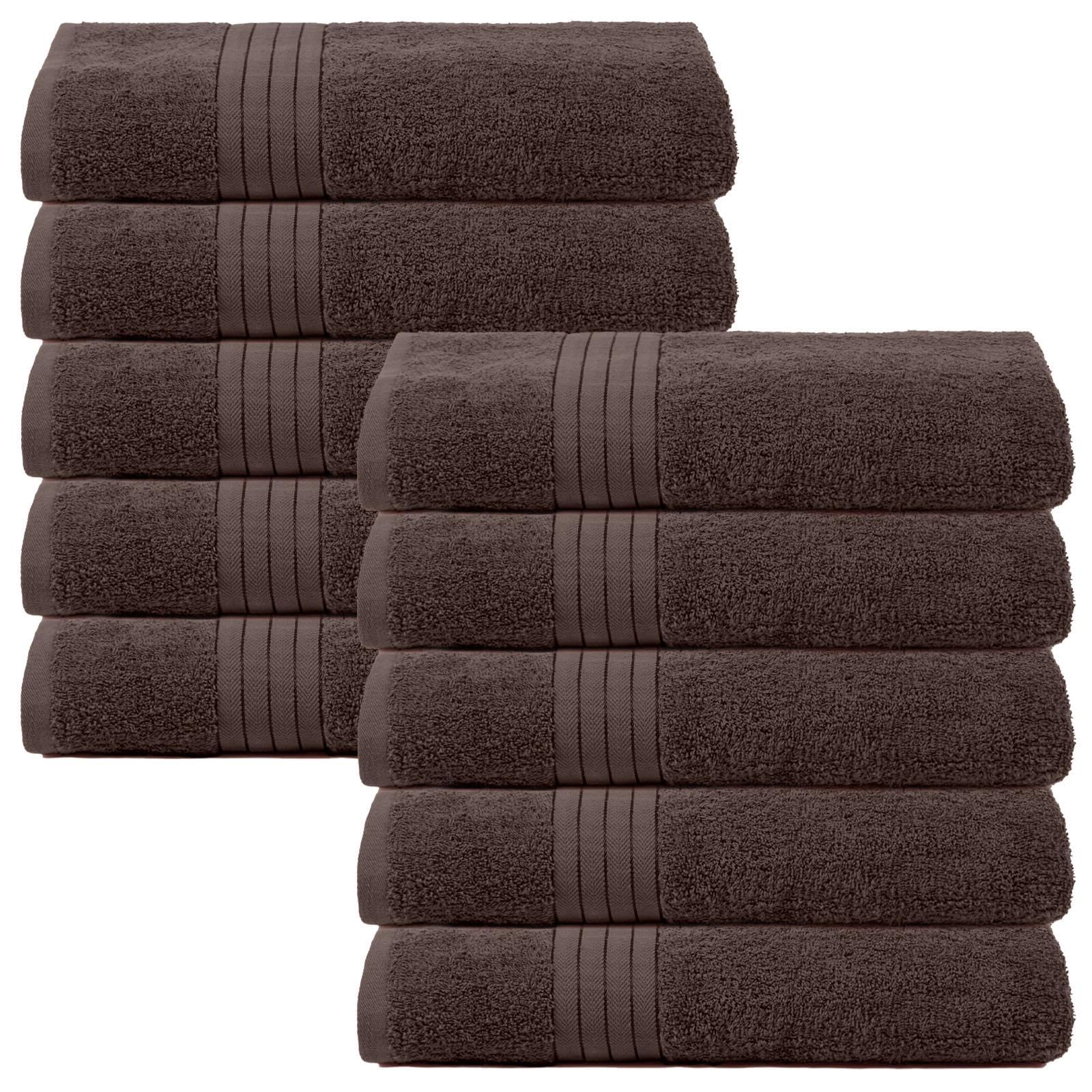 Brentfords Dark Brown Bath Sheets, 100% Cotton Towels Super Soft Feel Extra Large Towels for Bathroom Quick Drying Towels Shower Bath Sheets Pack, 10 Piece