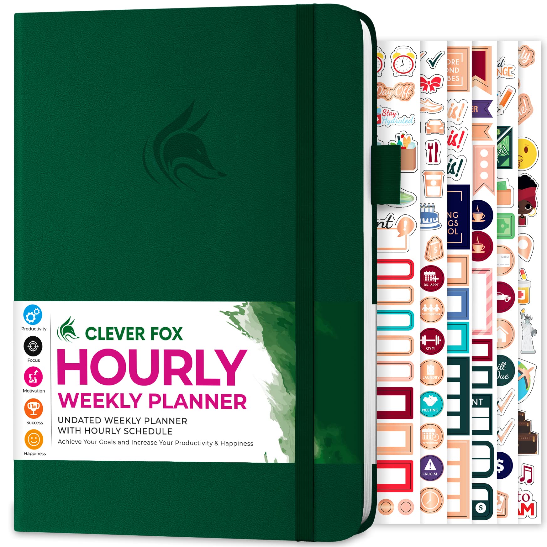 Clever Fox Planner Schedule – Undated Weekly & Monthly Life Planner with Time Slots, Appointment Book & Daily Organizer, A5 (Forest Green)