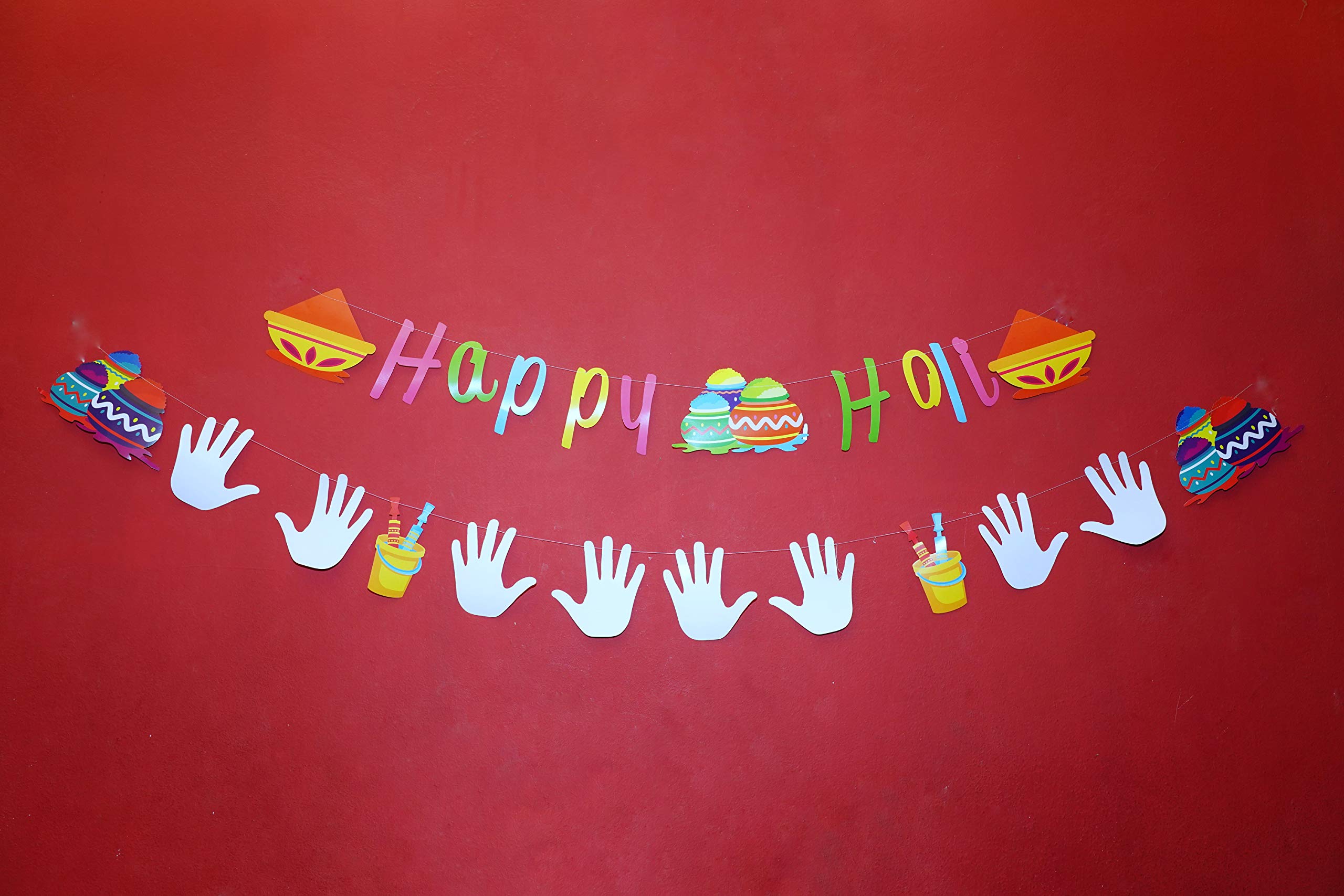 Desi Favors Happy Holi Banner- Holi Decorations - Holi Celebrations, Banner For Indoor Outdoor Wall Christmas Decorations, Home Office Hanging Banner Decorations - 6 Ft (Pack of 1)