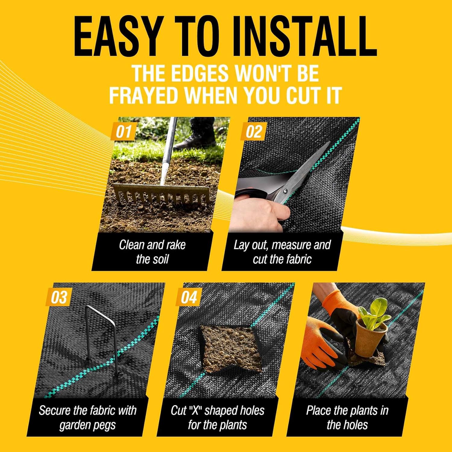 3ftx100ft Weed Barrier Landscape Fabric Heavy Duty,Weed Control Garden Cloth Woven Geotextile Fabric for Flower Bed,Driveway Fabric Ground Cover(3.2OZ)