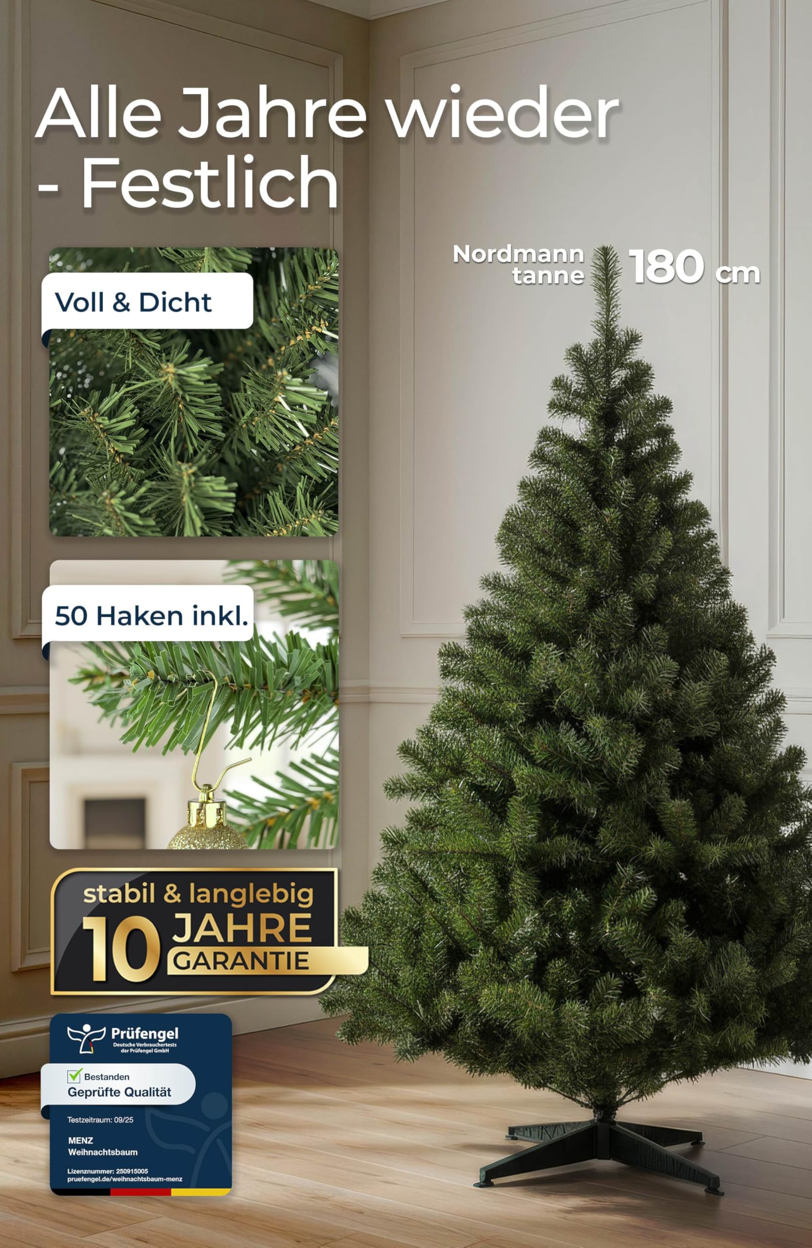 Amazon.de: 4smile knstlicher Weihnachtsbaum 180 cm  Pflegeleicht  Preiswert Festlich  Tannenbaum knstlich  berzeugend fr 10 Jahre