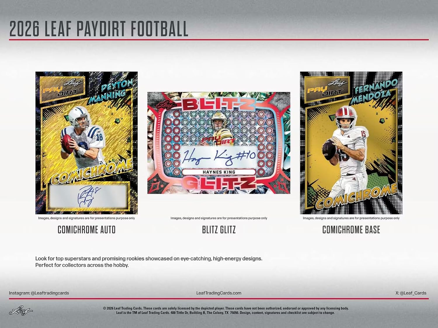 2026 Leaf Paydirt Football Hobby Trading Card Box (Four 4 Autographs Per Box)