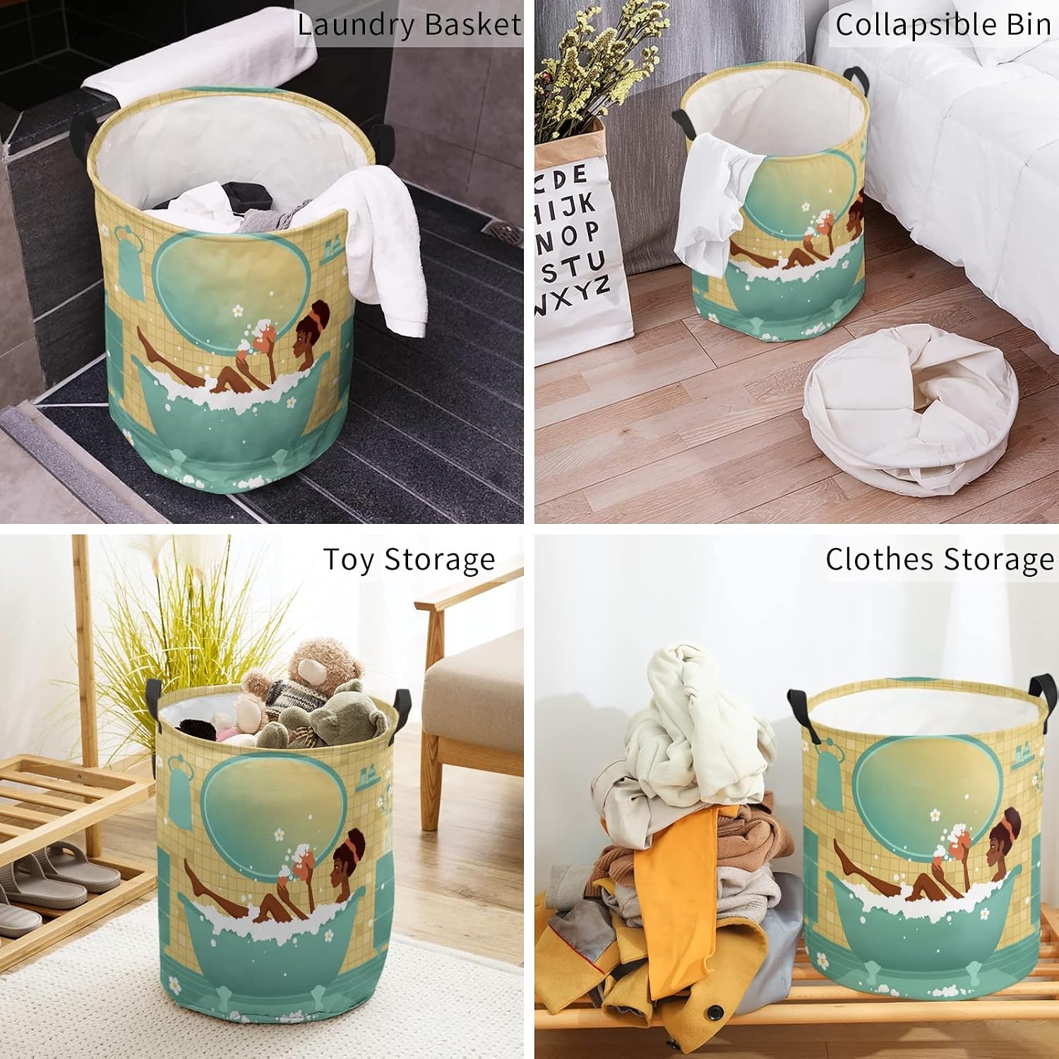 Bathroom Bathing Folding Laundry Basket Toy Organizer Hamper for Dirty Clothing Storage Baskets image 3
