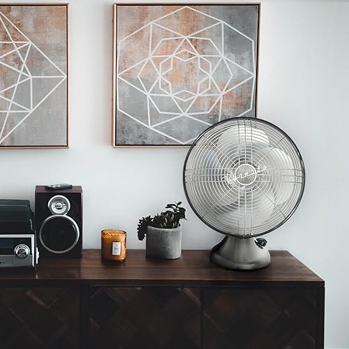 Vista 2 de Vornado Silver Swan - Ventilador oscilante vintage, níquel cepillado