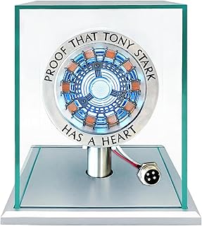 Iron man arc reactor 1:1 Ratio Vibration Sensing LED Light USB Connection with Display Case for Collections, tony stark has a heart