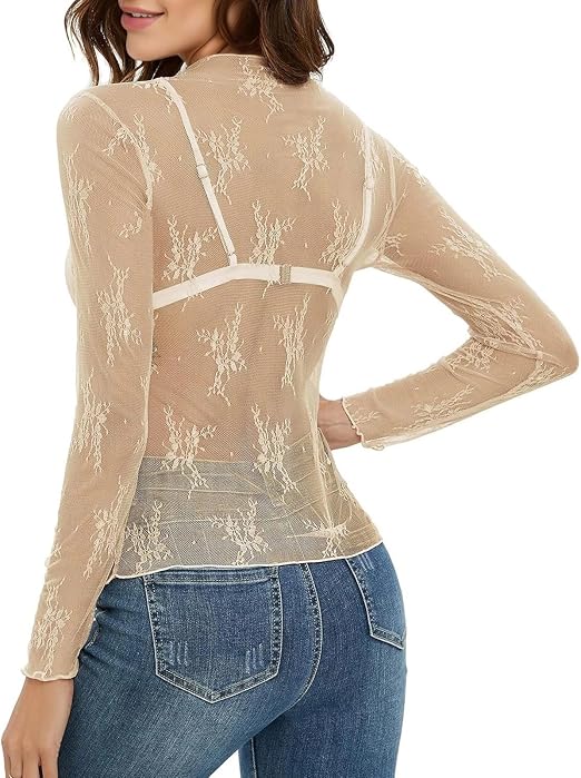 Elegant Sheer Lace Blouse for Under Dress Womens Bridal Lingerie