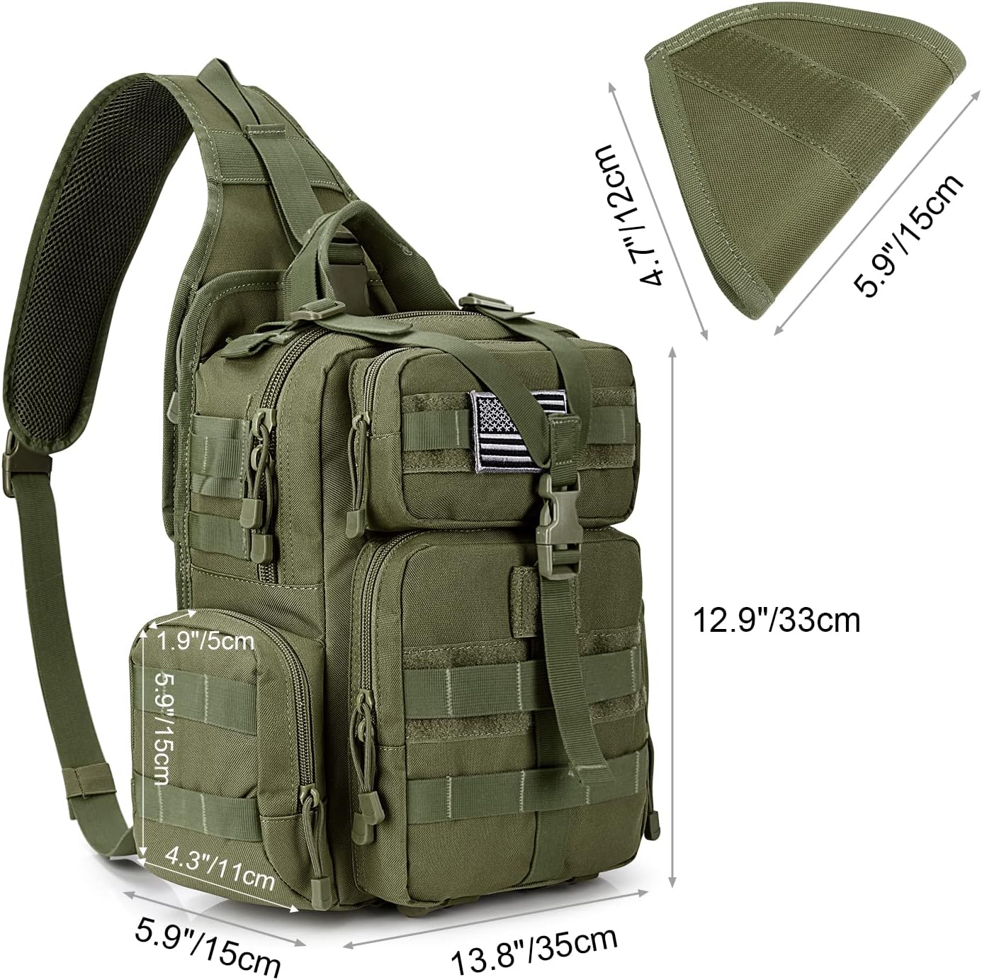 G4Free Large Tactical EDC Sling Bag Backpack, Military Molle Bag Single Strap Shoulder Backpack for Men | EDC, Adjustable Holder