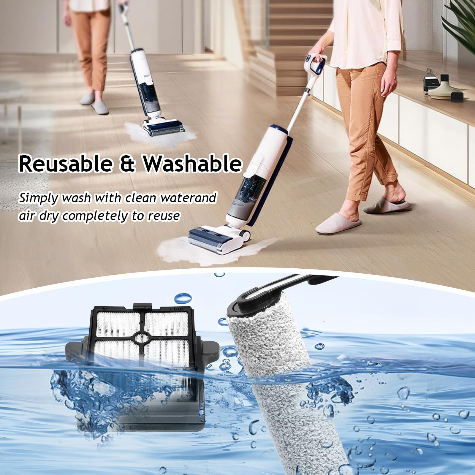 Set Ricambio Per Tineco IFloor 5 Breeze - 2 Spazzole Rullo + 2 Filtri HEPA, Per Aspirapolvere Lavapavimenti - Foto 9