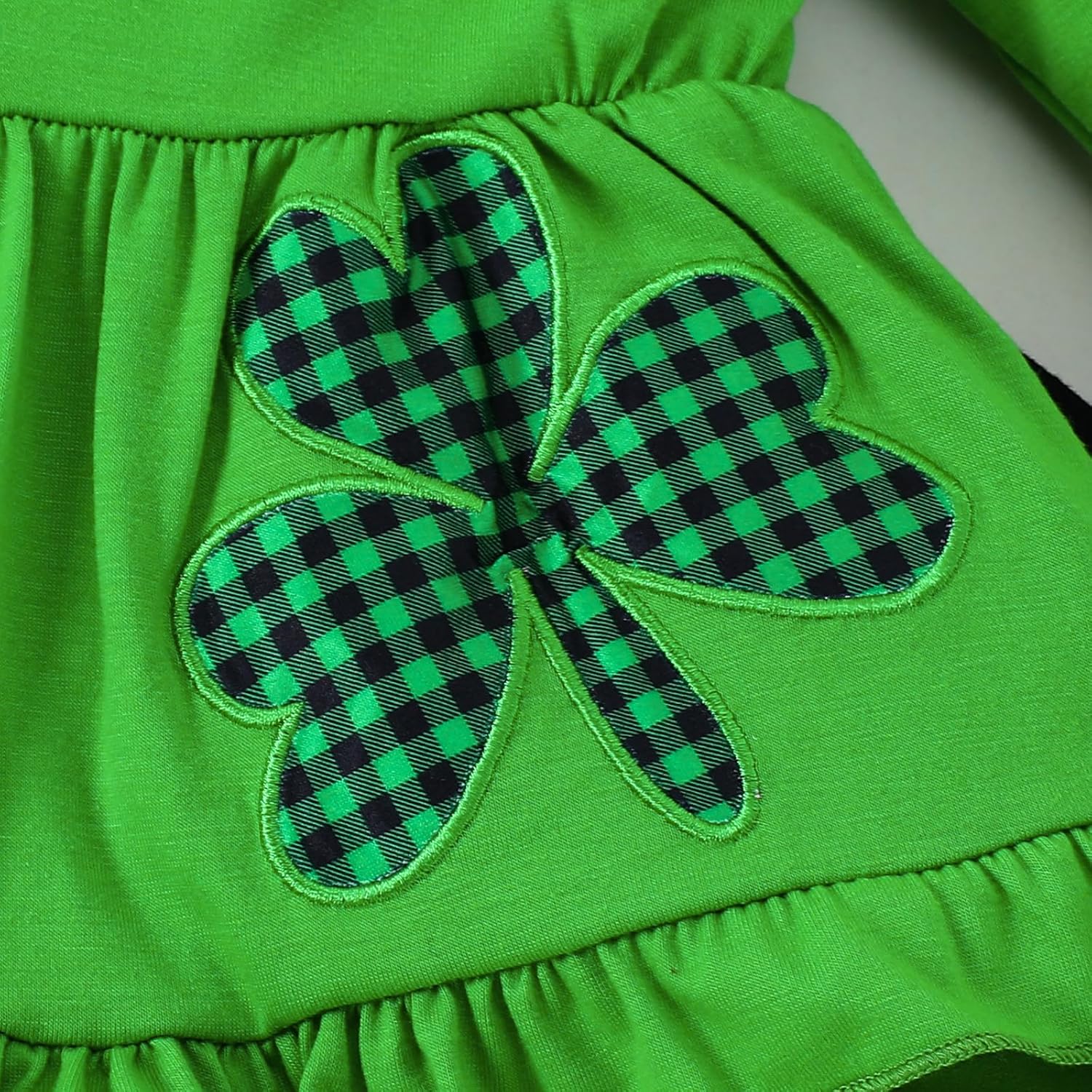 Goodplayer Toddler Girls St.Patrick's Day Outfits Long Sleeve Clover Dress Shirt Shamrock Print Pants Clothes Set