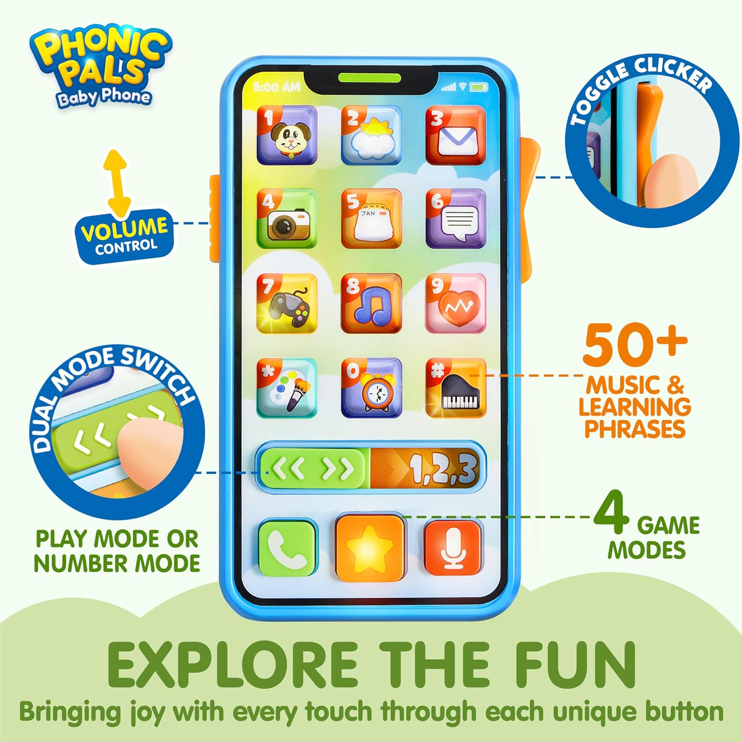 JOYIN Baby Musical Toy Phone and Car Keys Teether Set, 60+ Music and Learning Phrases, Baby Learning Toys 6-12 Months, Toddler Birthday Gifts for Girs Boy Toys, Small