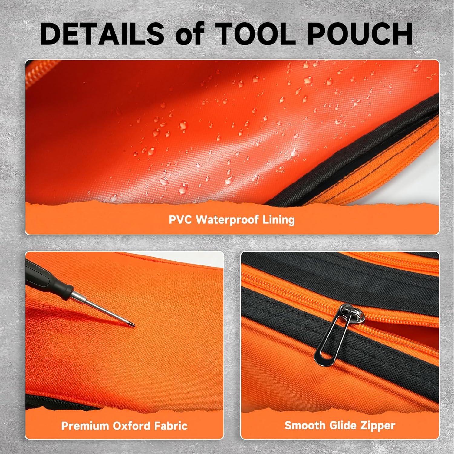 Organizer Tool Pouch - 2 Pack with Zipper Waterproof Utility Multi Compartments Small Tool Bag