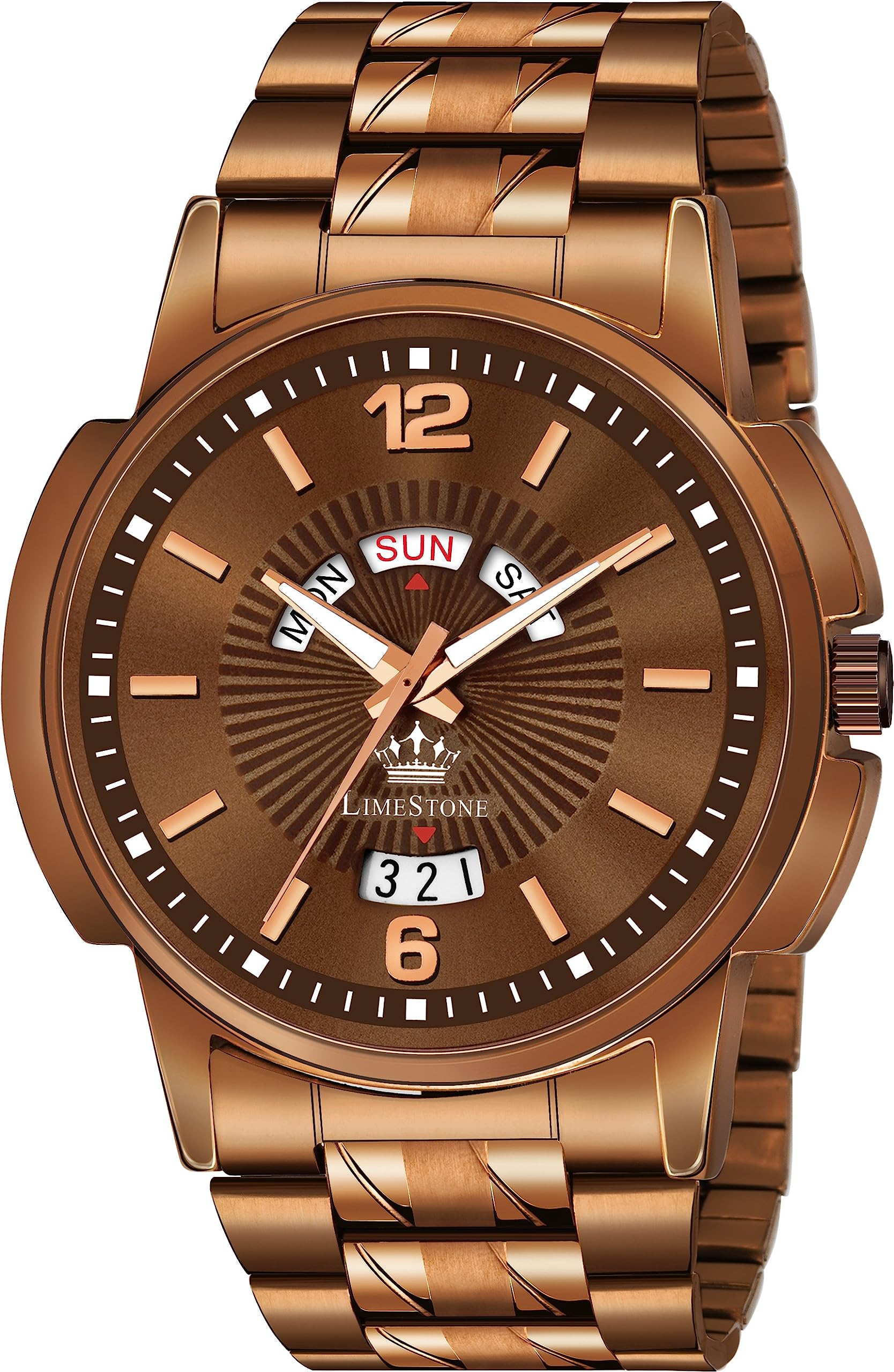 LIMESTONE Day & Date Functioning Original Copper Plated Brown Chain HMTS Quartz Analog Watch - for Men (B0CCHYZNQQ) Amazon Price History, Amazon Price Tracker
