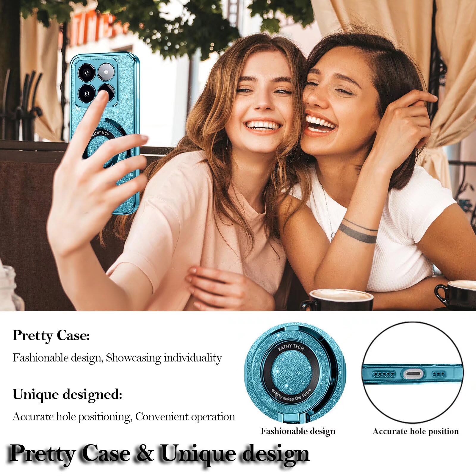 ESTH® Custodia per Xiaomi Redmi Note 13 5G con 360° Rotante Staffa, [Compatibile con Supporto Magnetico per Auto], Cover Paraurti PC + TPU, Blu