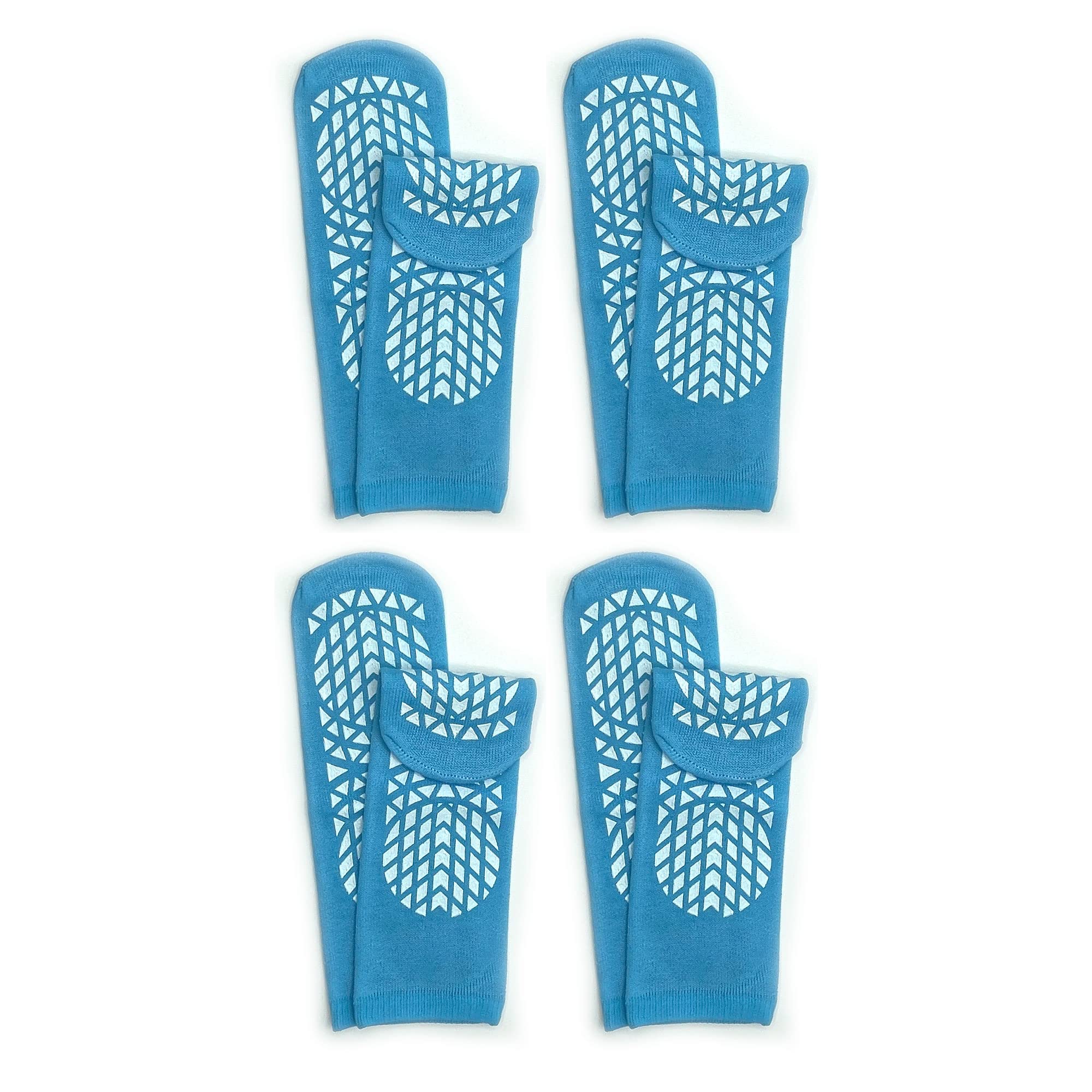 Secure Step Double-Sided Tread Non Slip Safety Socks, 4 Pair (Medium, Blue)