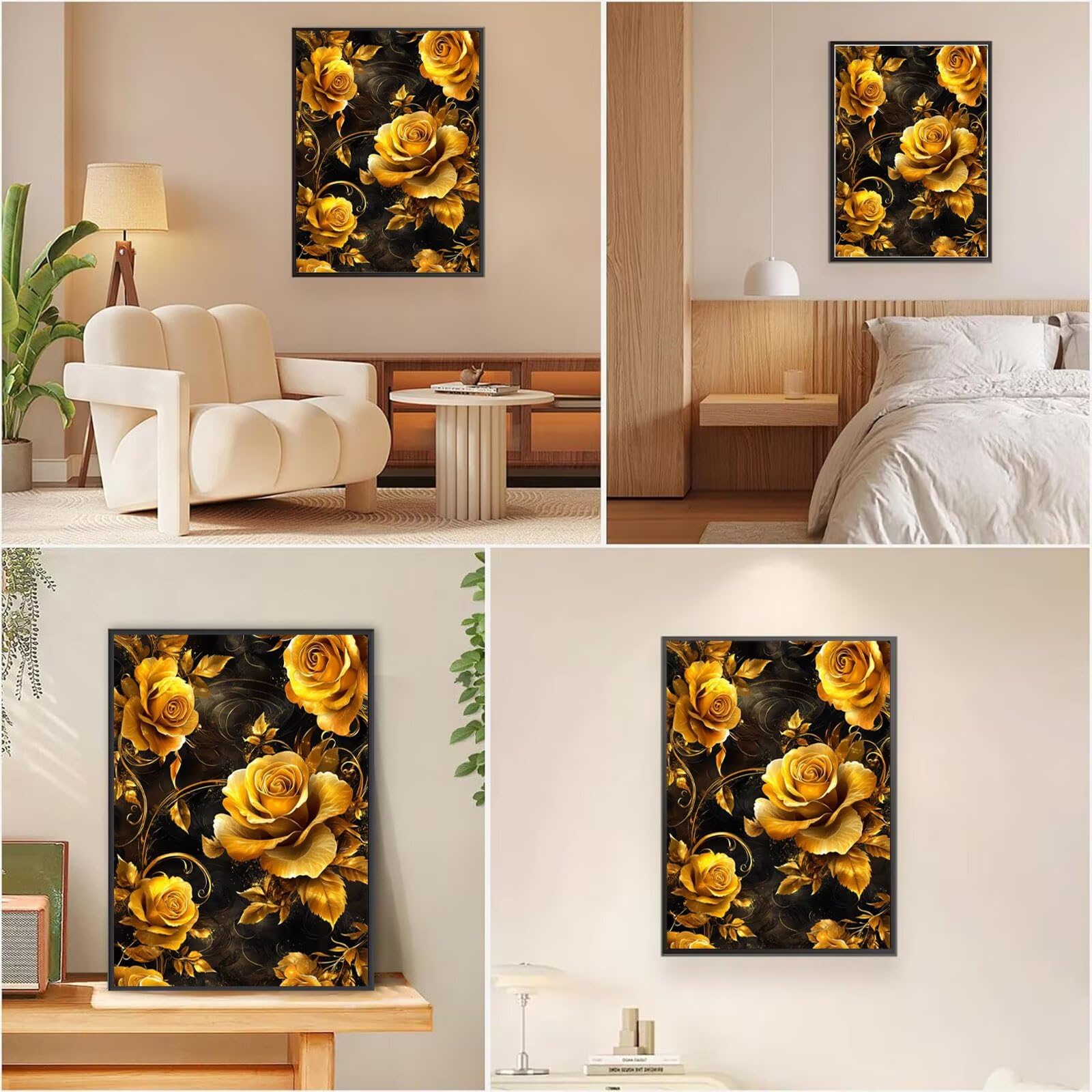 Model738 Rose Diamond Painting, kwiaty, prostokątne kamienie, 60 x 90 cm, pełne wiertło 5D, zestaw do majsterkowania, zestaw do majsterkowania, dla dorosłych, kreatywny zestaw do dekoracji pokoju, na