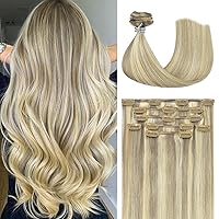 Vista 43 de Honsoo Extensiones de cabello humano real de color marrón con pinzas, marrón castaño, 15 pulgadas, 70 g, 7 unidades, cabello lacio sedoso y marrón