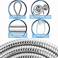 Vista 3 de Extensión de repuesto para manguera de regadera, manguera flexible de acero inoxidable de 59 pulgadas de largo para cabezal de ducha de mano