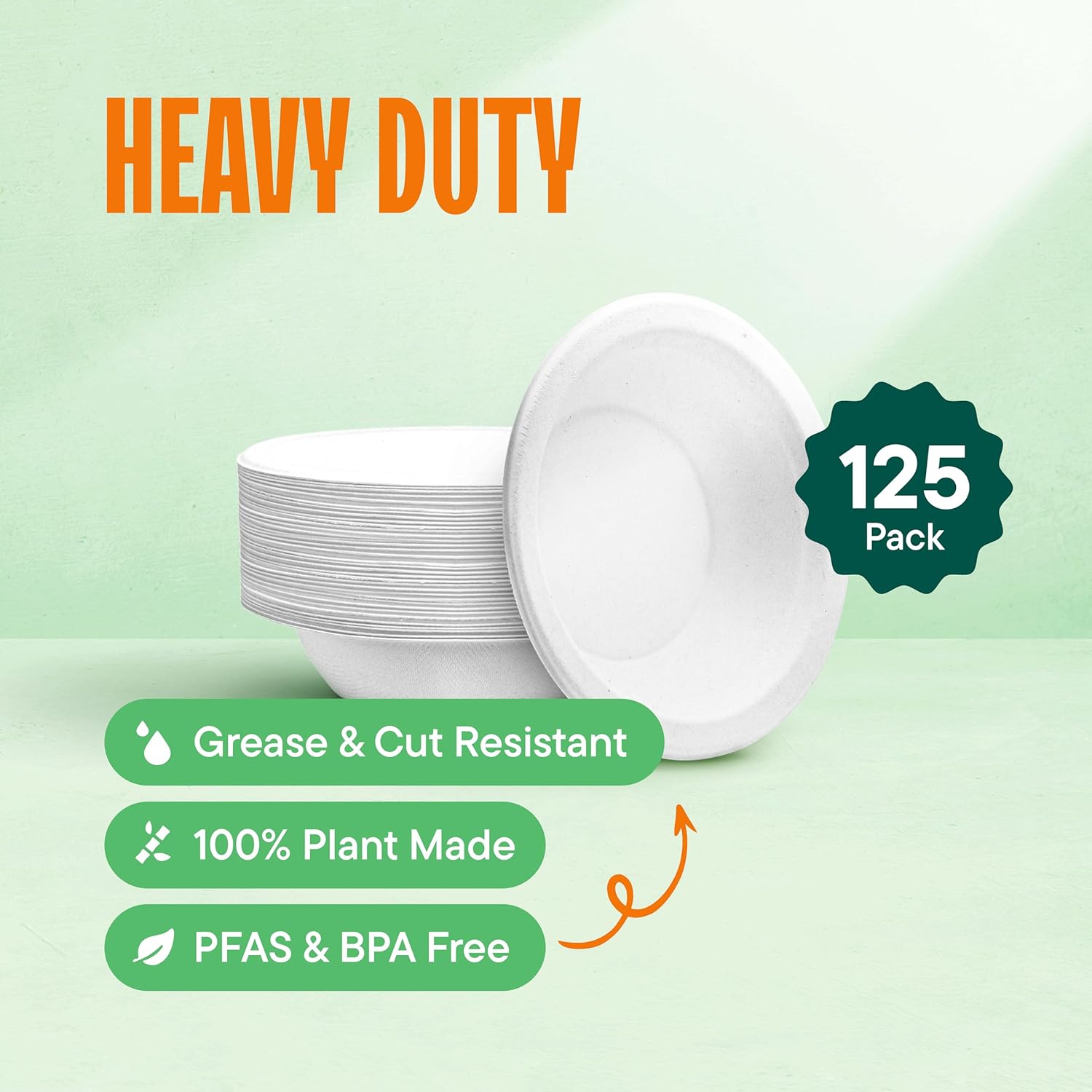 100% Compostable Disposable Paper Bowls [125-Pack] - {PFAS-Free} - {BPI Certified} - [12 oz] Heavy Duty, Eco-Friendly, Biodegradable Bagasse Hot Soup Bowls - Thick White 12oz Bowl Plates by Stack Man - Image 2