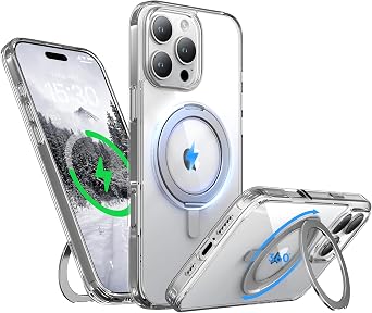iPhone 16 Pro Stand Case, MagSafe 360  Rotatable Ring Holder Kickstand Military Shockproof Protective Case for iPhone 16 Pro 6.3 Inch, Clear
