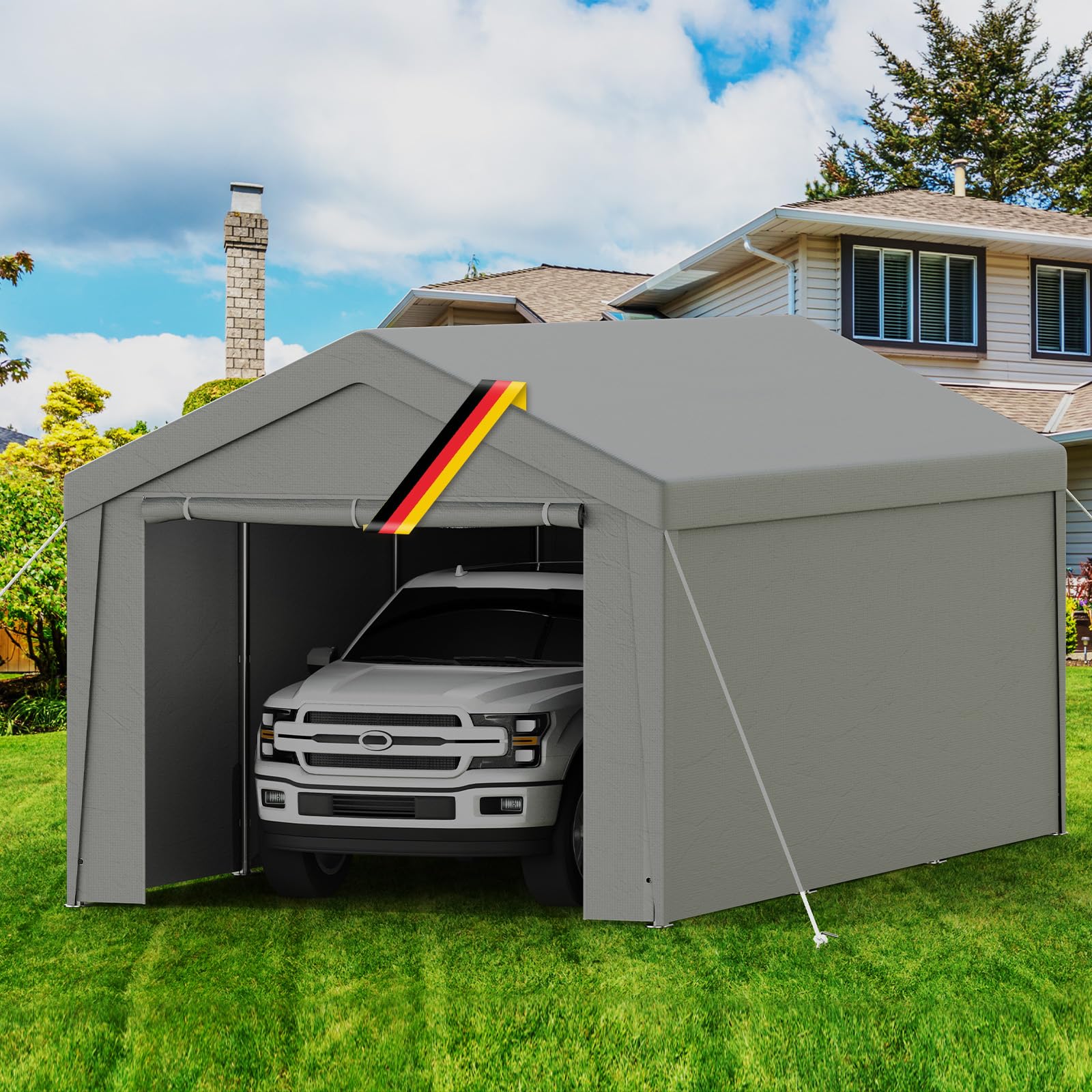 Carport - Tienda de campaña de 3 x 6 m, impermeable, con paredes laterales extraíbles, resistente a los rayos UV, resistente al invierno, para coche, SUV, camión, barco, tienda de campaña, tienda de