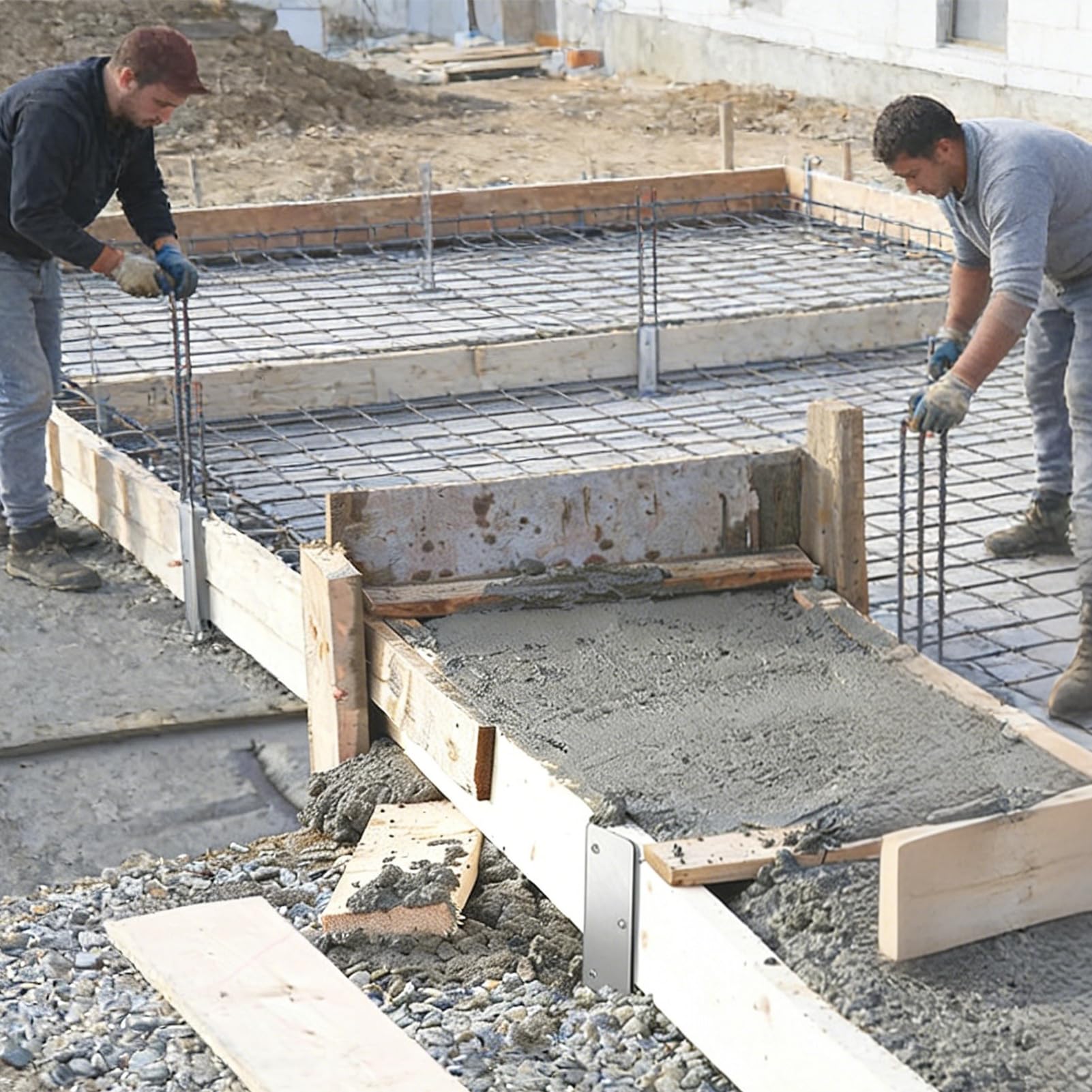 Piquets carrés en acier pour coffrage en béton, lot de 10 supports réutilisables en V avec trous - chevilles en acier pour coffrage en béton | pour jardin, chantier, clôture, bords Este
