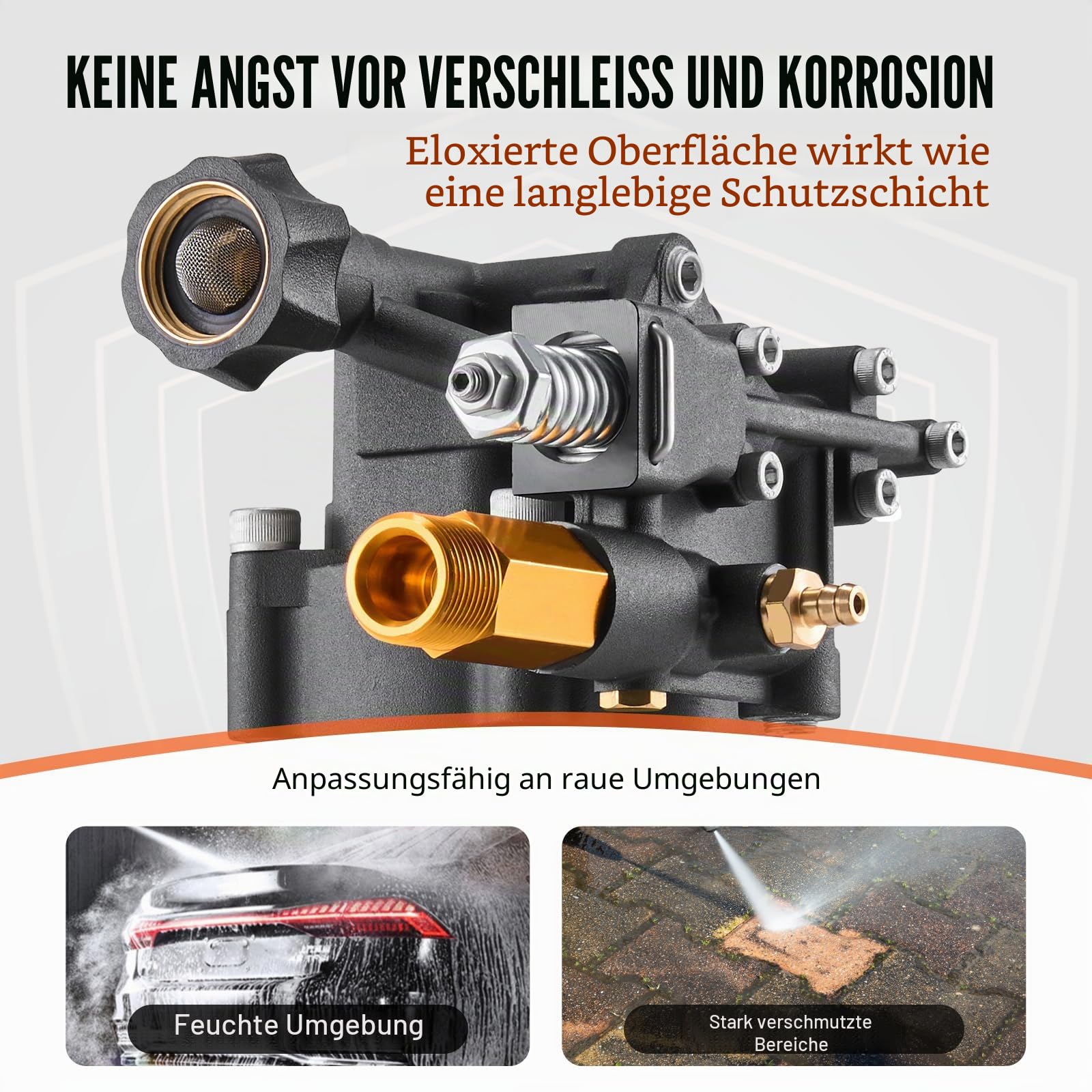 VEVOR Hochdruckreinigerpumpe, 3/4 Zoll Welle horizontal, 3500 PSI, 2,5 GPM, Ersatz-Hochdruckreinigerpumpen-Set mit 5 Düsen, Hardware und Siphonrohr, bis zu 150 Stunden, Hochdruckreiniger Ersatzpumpe