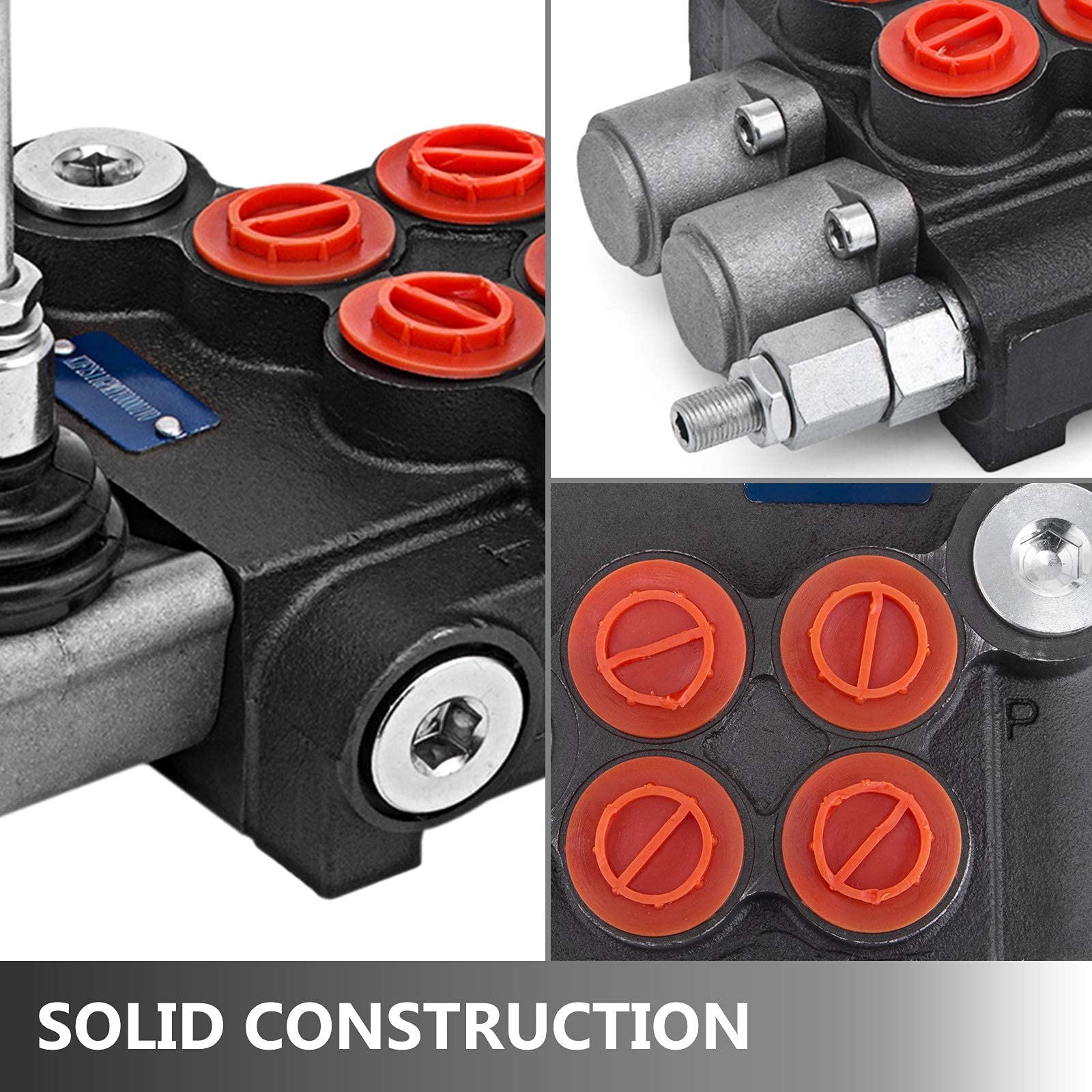 VEVOR Válvula de Control Direccional Hidráulica de 2 Carretes 11 gpm Carrete de Cilindro de Doble Acción, Válvula Control Hidráulico 41 x 13 x 6,5 cm, Válvula Hidráulica Válvula de Alivio Ajustable