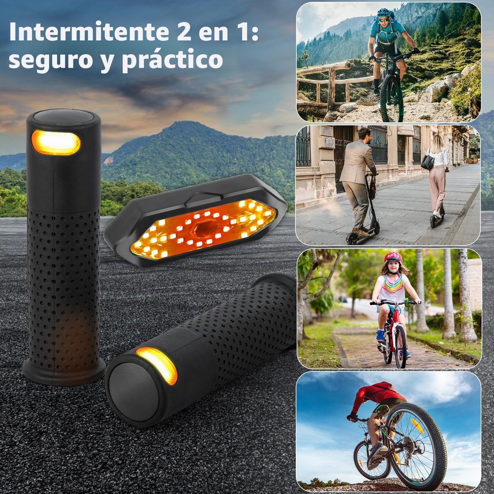 E Scooter - Mango para intermitente con luz y mando a distancia USB, 2 indicadores para scooter Xiaomi M365/Pro2/1S Ninebot ES1/ES2/ES4/G30, accesorio para scooter