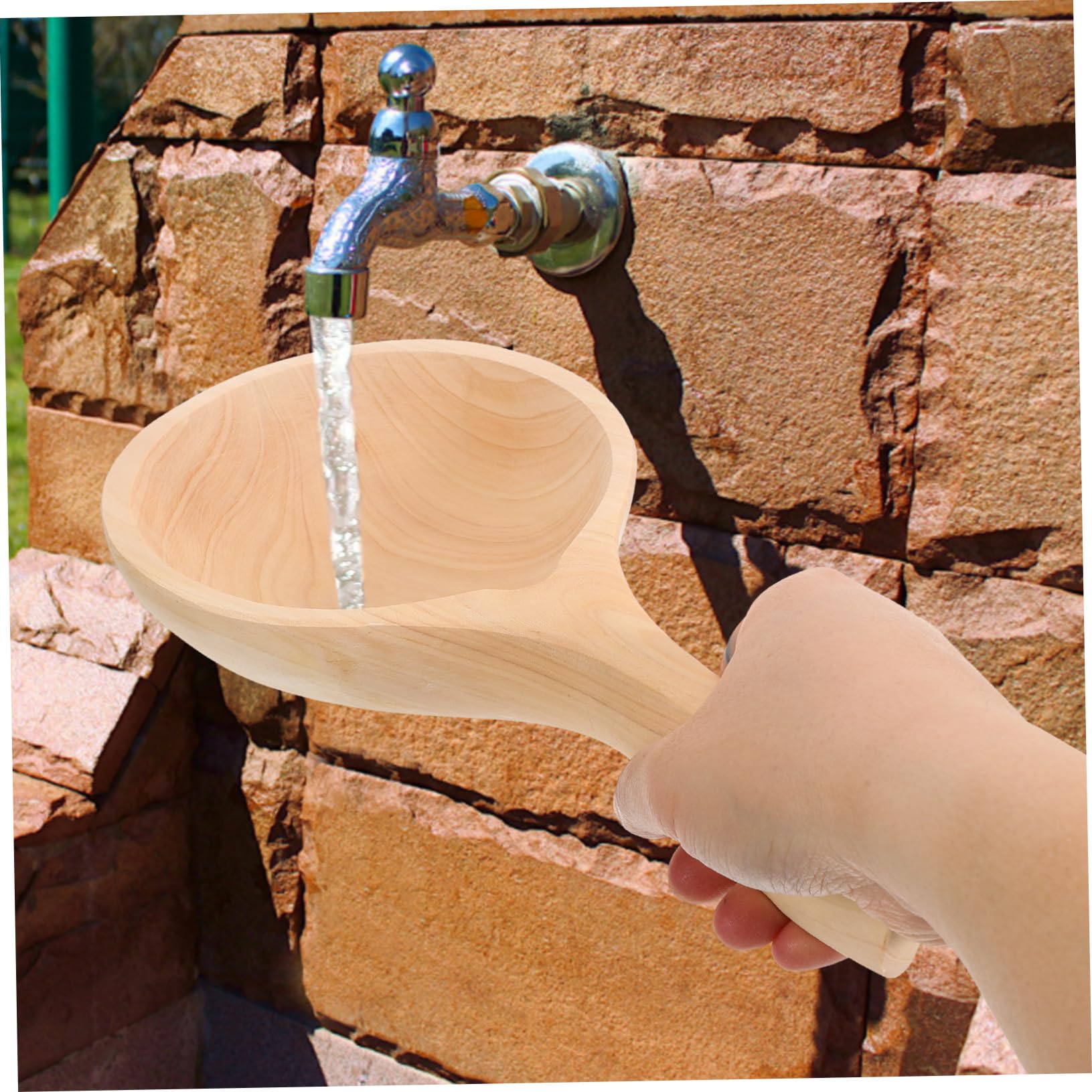 Alipis Cucharón de Agua de Madera Diseño Único, Utensilio de Cocina Práctico y Ahorrador, Adecuado para Cantinas y Hoteles
