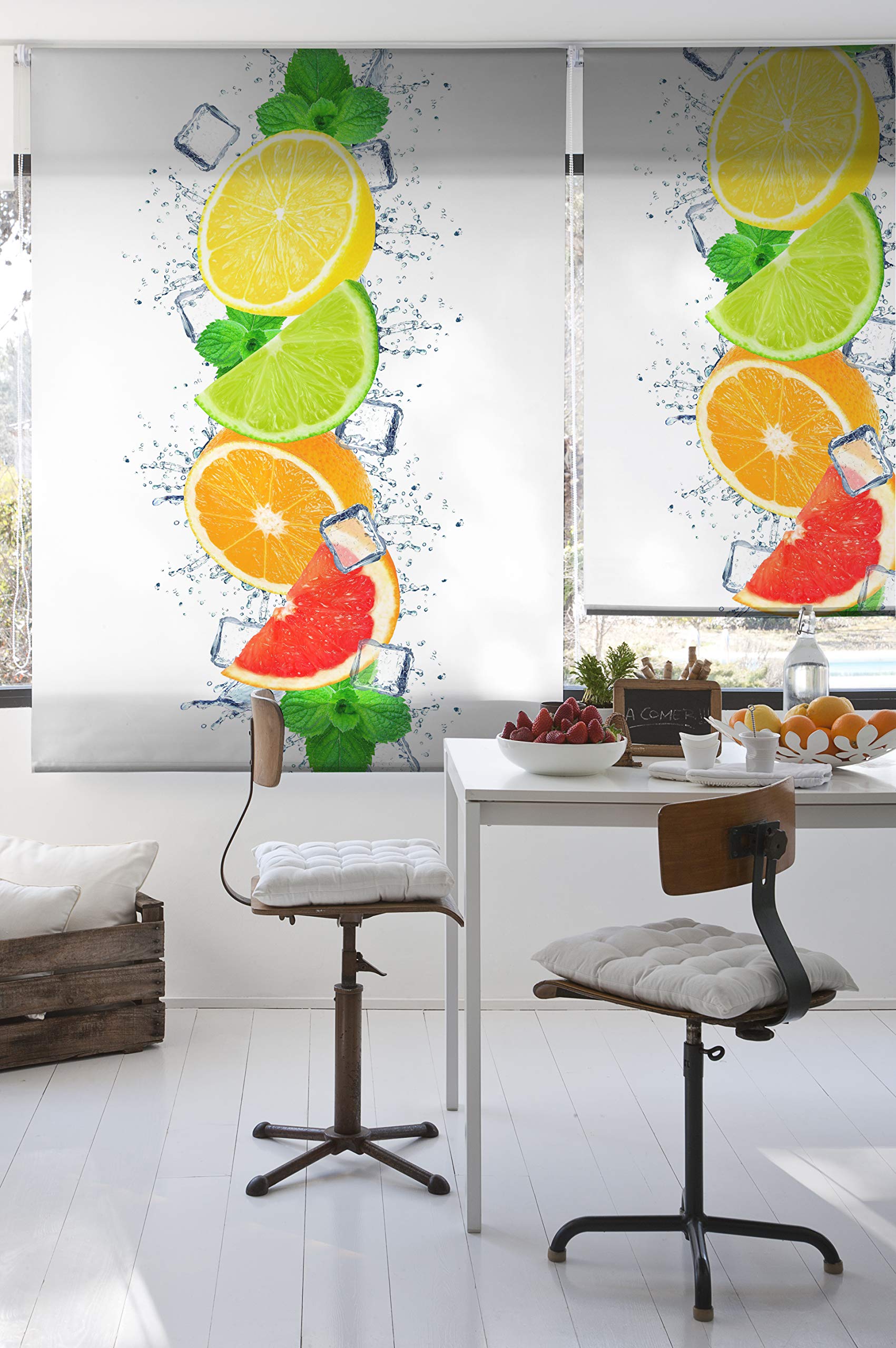 Estoralis | Cocina | Estor Enrollable Diseño Moderno | Translúcido Estampado Digital | Modelo C-1232 | 130 x 255 cm (Ancho/Alto) Tamaño Tela 127 x 250 cm | Estores para Ventanas y Puertas