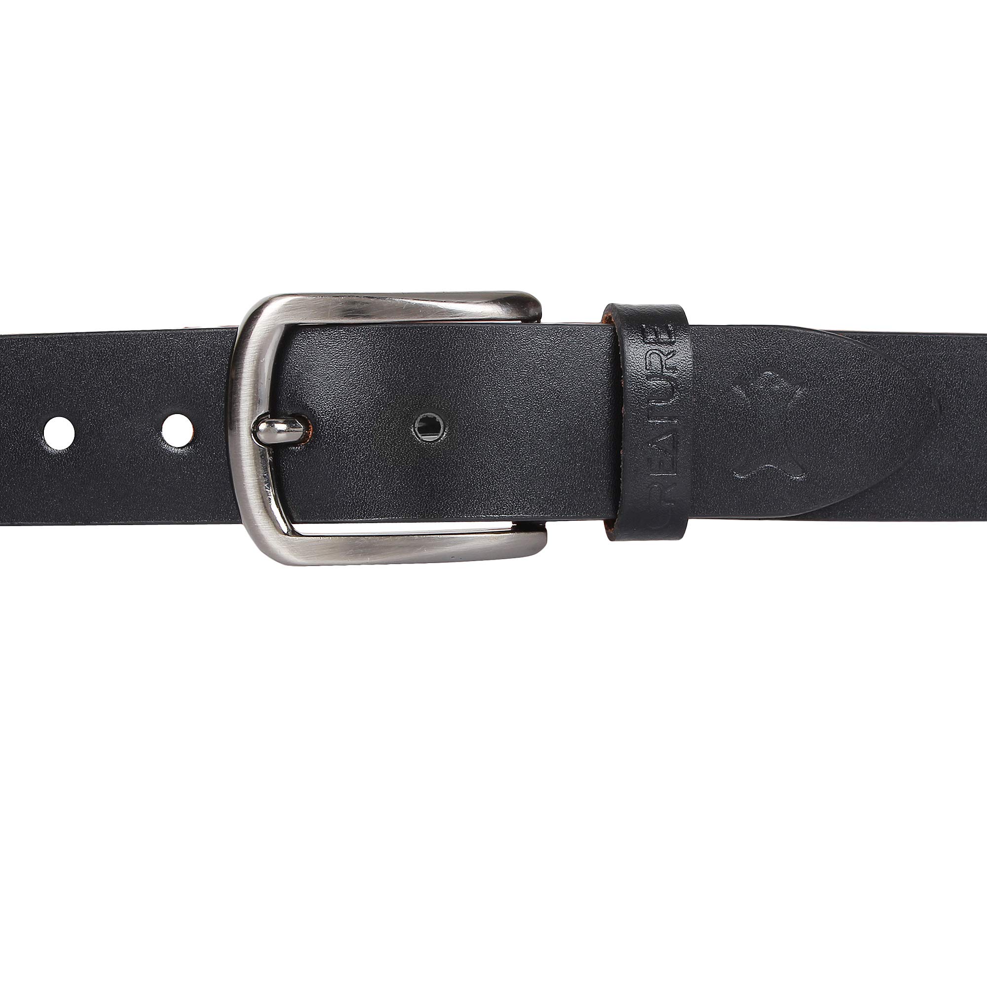 CREATURE Formal Casual Black Color Genuine Leather Belts For Men (Length- 46 inches BL-020)