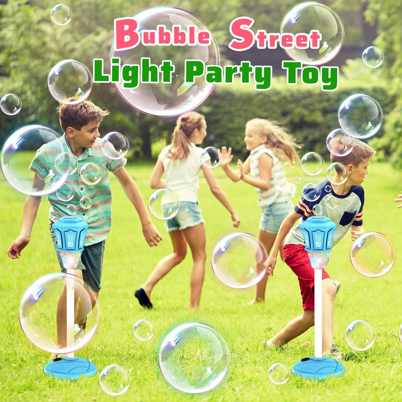 Macchina Bolle di Sapone in Piedi Con E Musica Estivo Da Esterno | Macchina Delle Bolle Regolabile In Altezza 53-119 cm Per Bambini Per Bambini E Bambine Estivo All'Aperto Prato Giardino